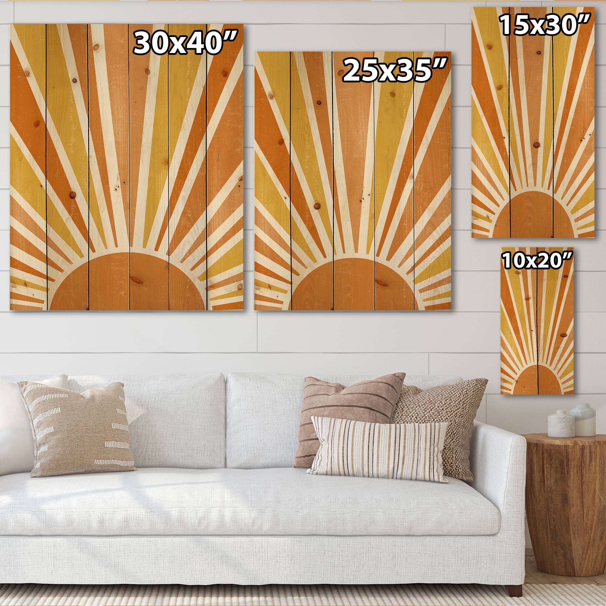 Designart - Minimalist Bright Shining Orange Sun Rays II