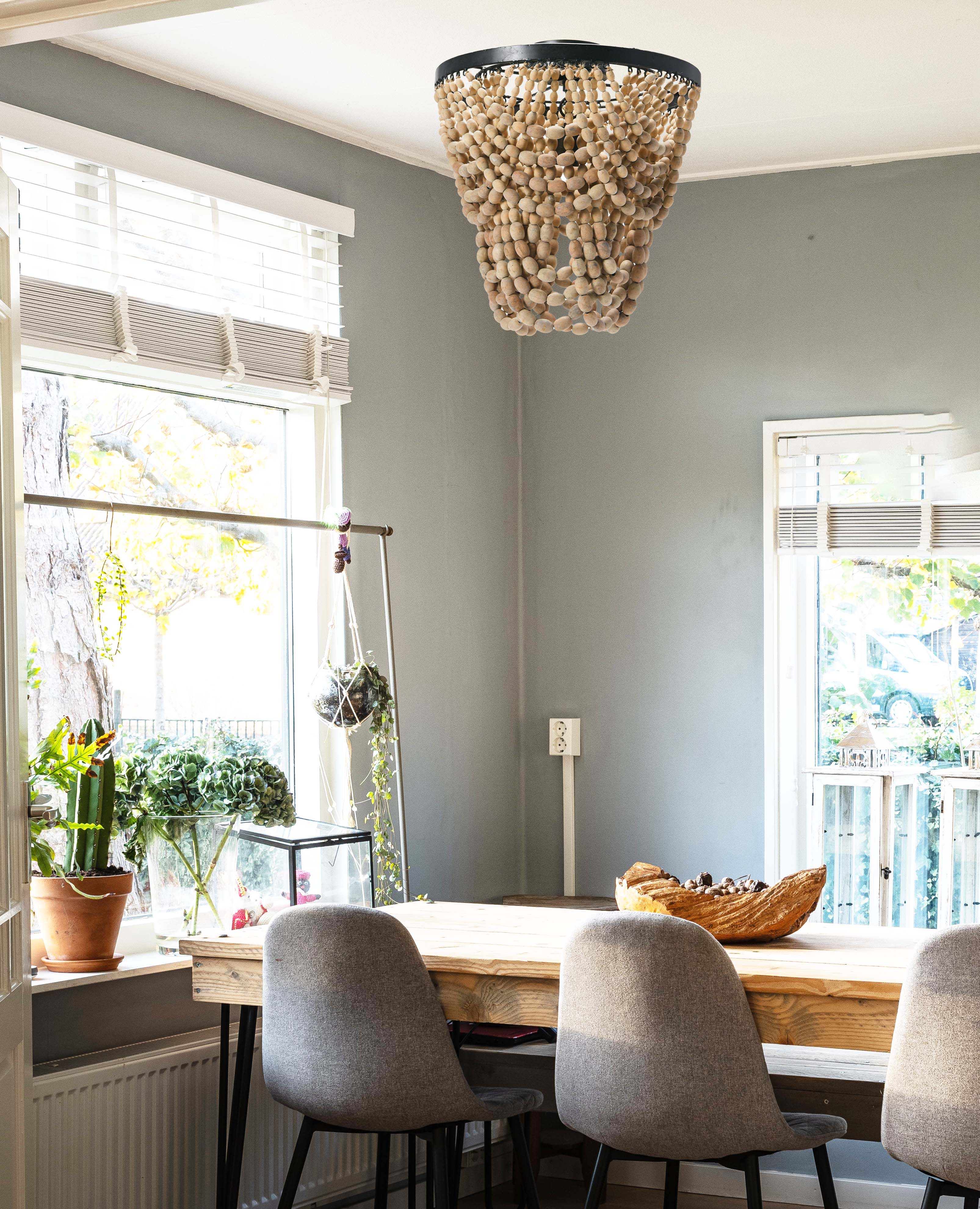 Hello Honey&#xAE; 2-Tier Draped Wood Bead Semi-Flush Mount Ceiling Light