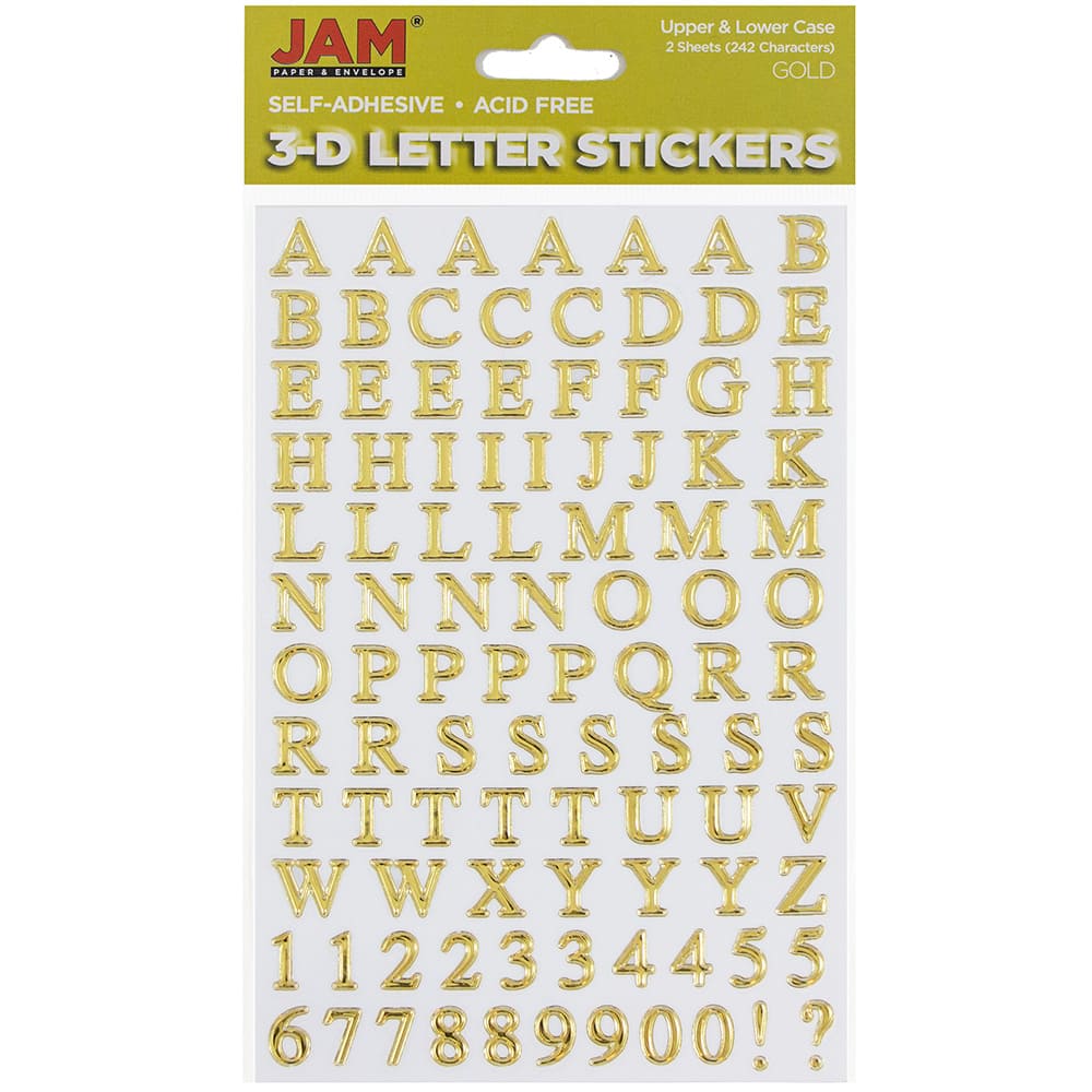 JAM Paper Silver Upper & Lower Case Alphabet Letter Stickers