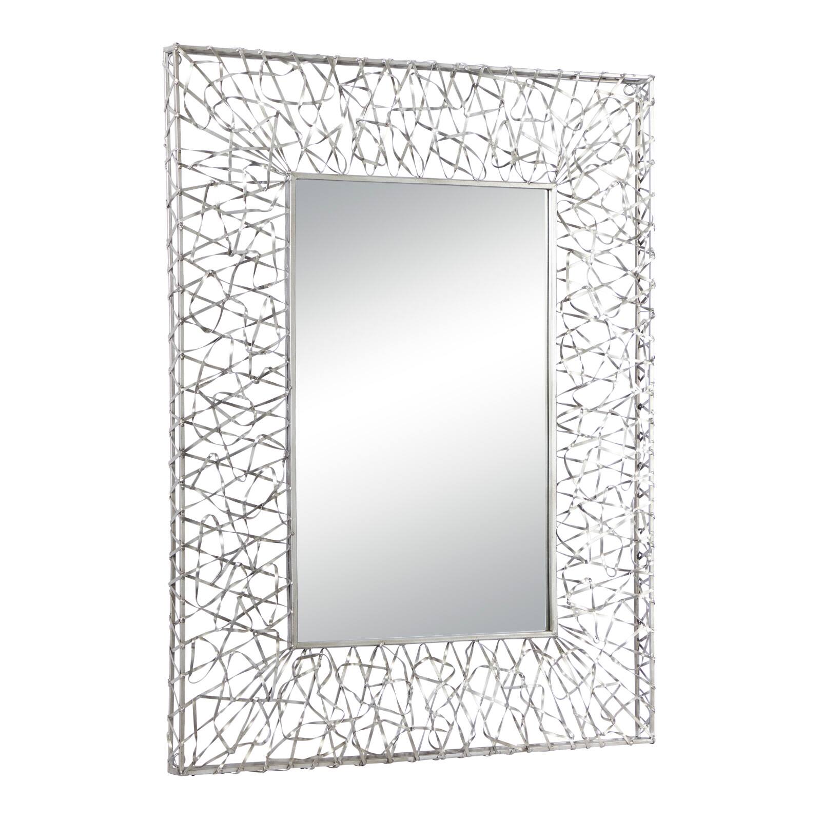 43&#x22; Silver Industrial Metal Wall Mirror
