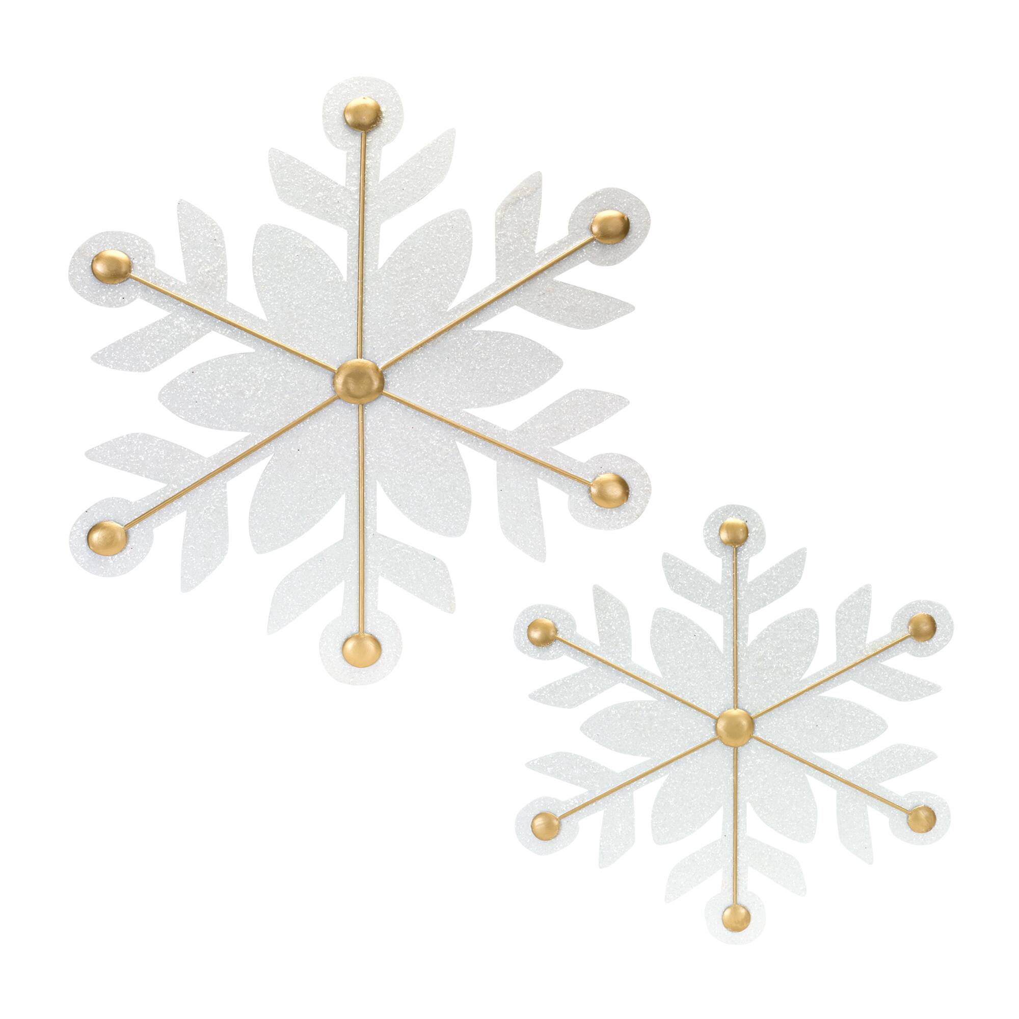 12ct. White & Gold Iron Snowflake Ornaments