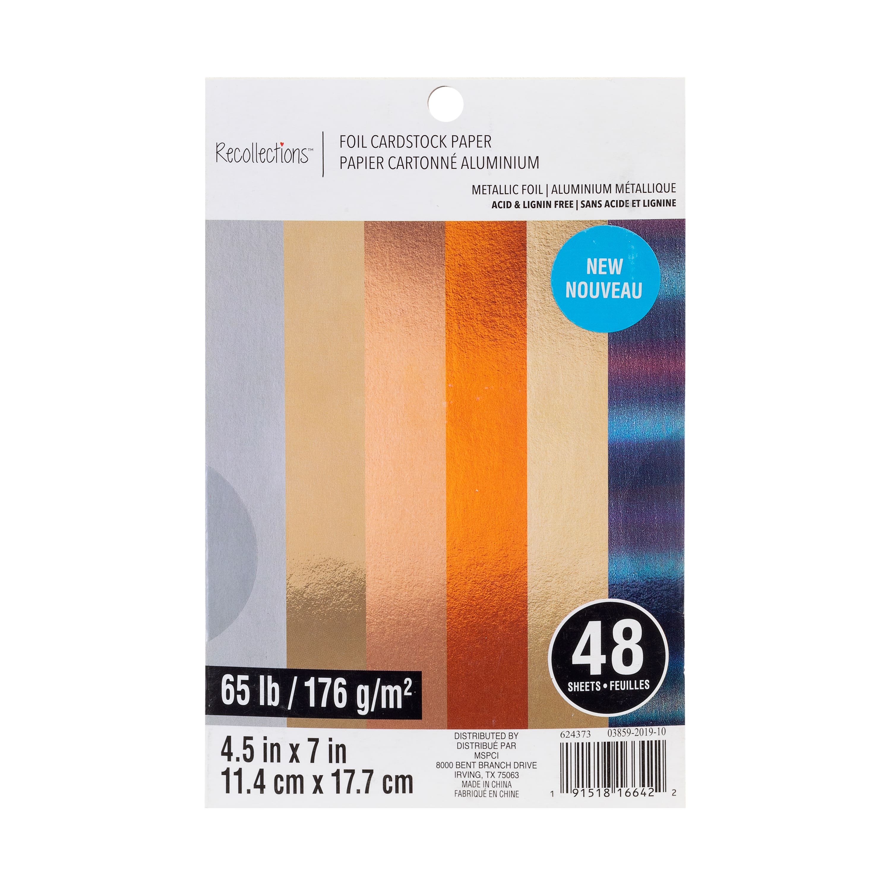 Paquet économique de papier cartonné métallisé par Recollections, 21,5 x 27,9 cm