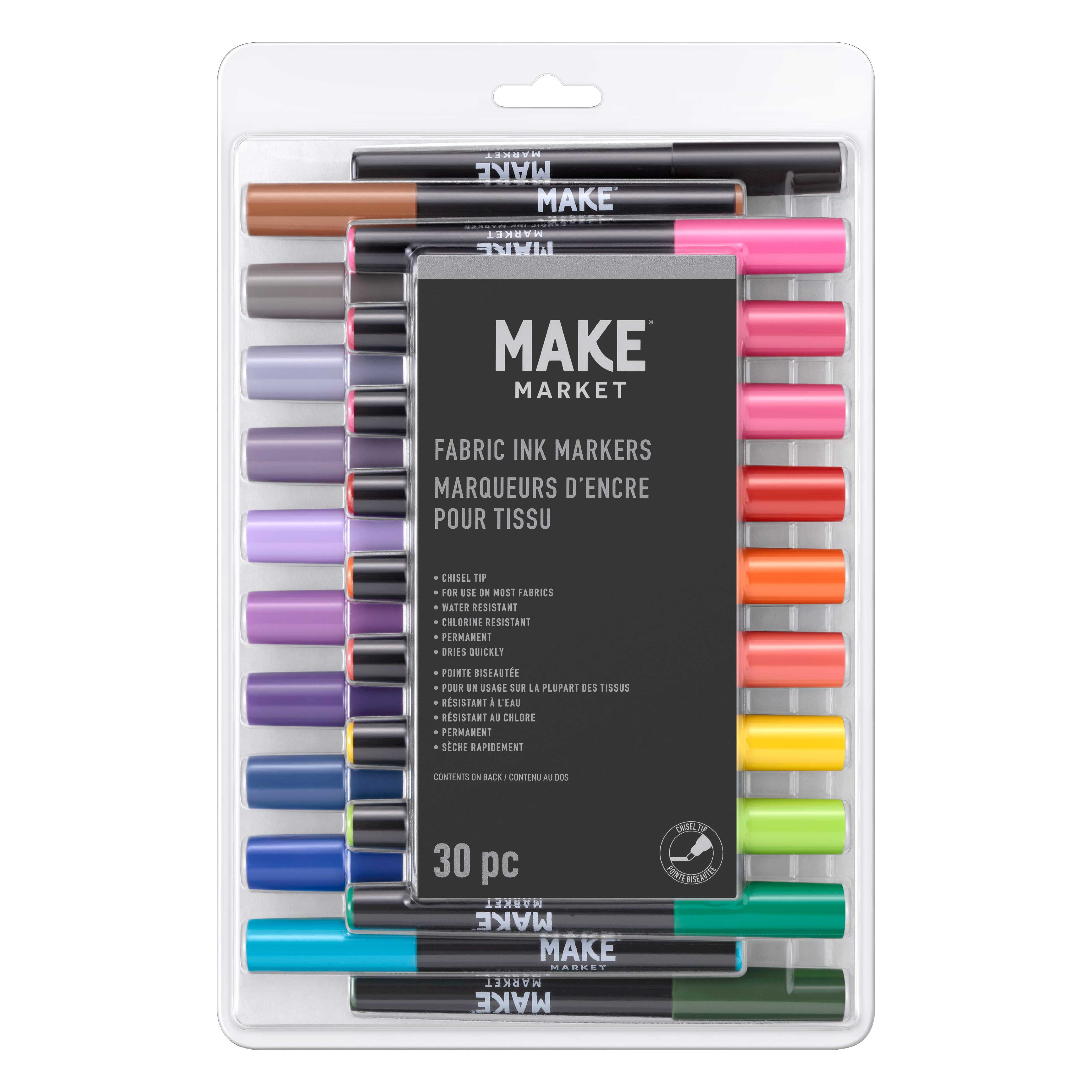 6 Packs: 30 ct. (180 total) Chisel Tip Fabric Ink Markers by Make Market&#xAE;