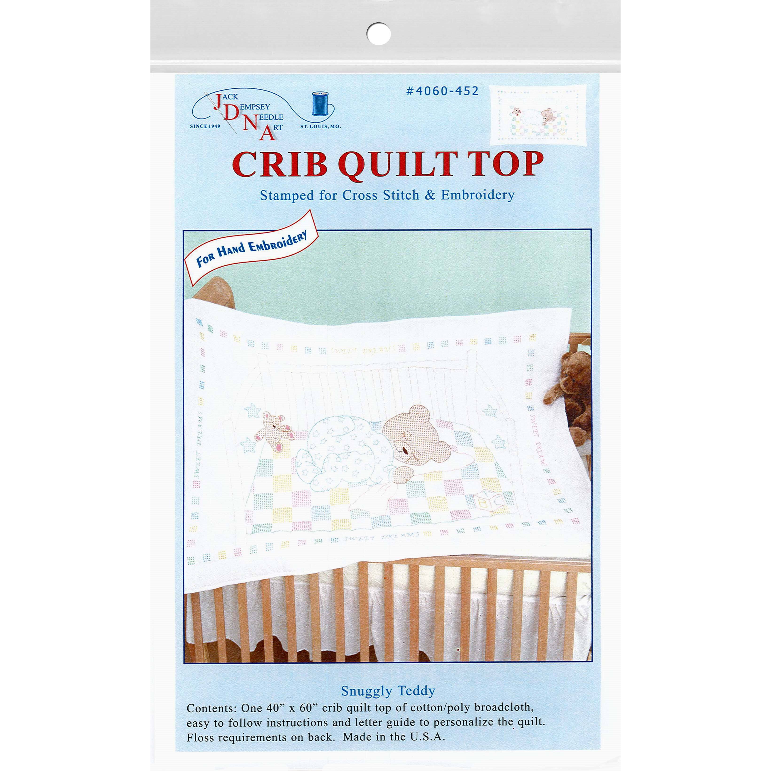 Jack Dempsey Snuggly Teddy Crib Quilt Top in White