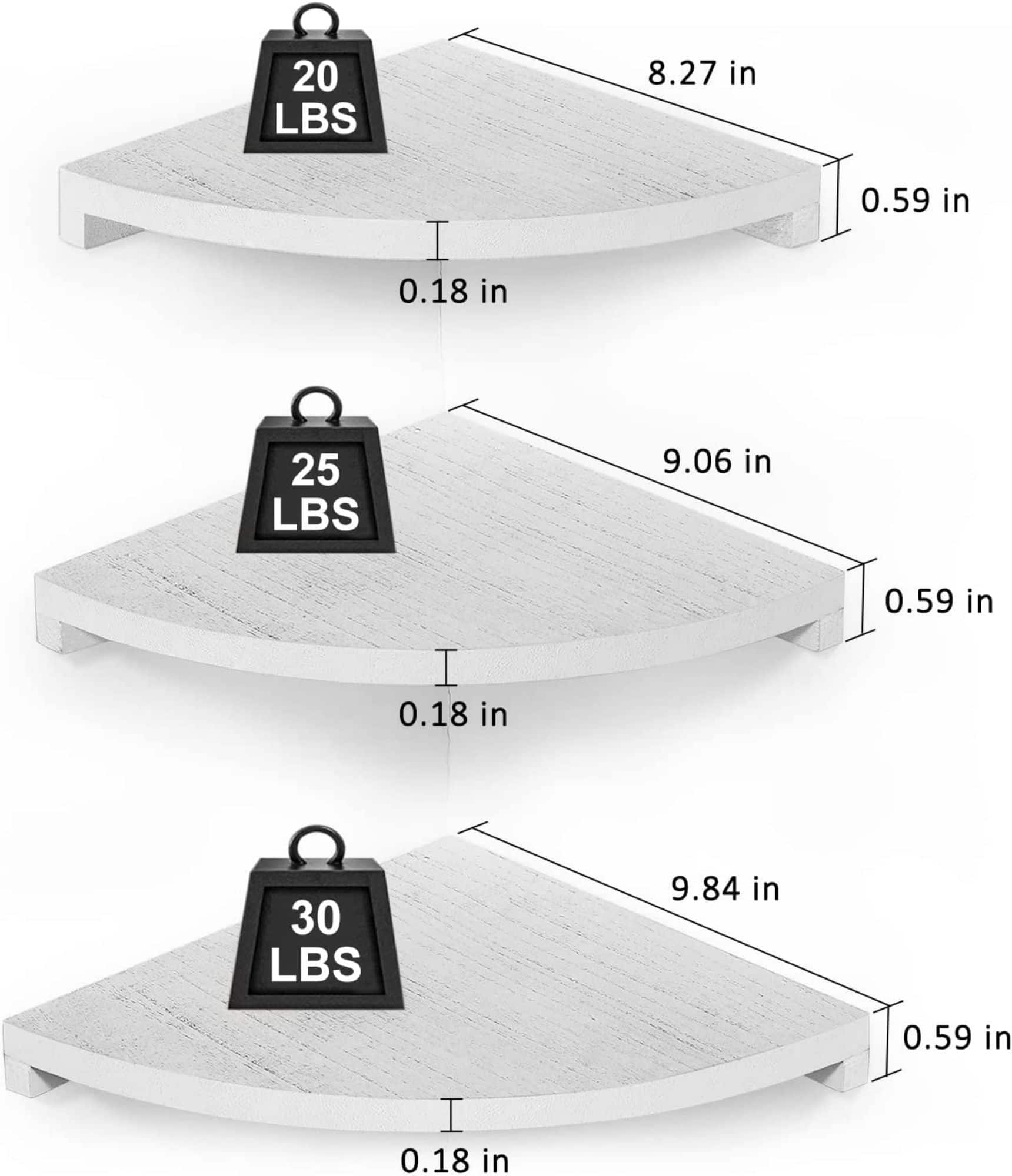 Gray White Floating Corner Wall Shelf Set