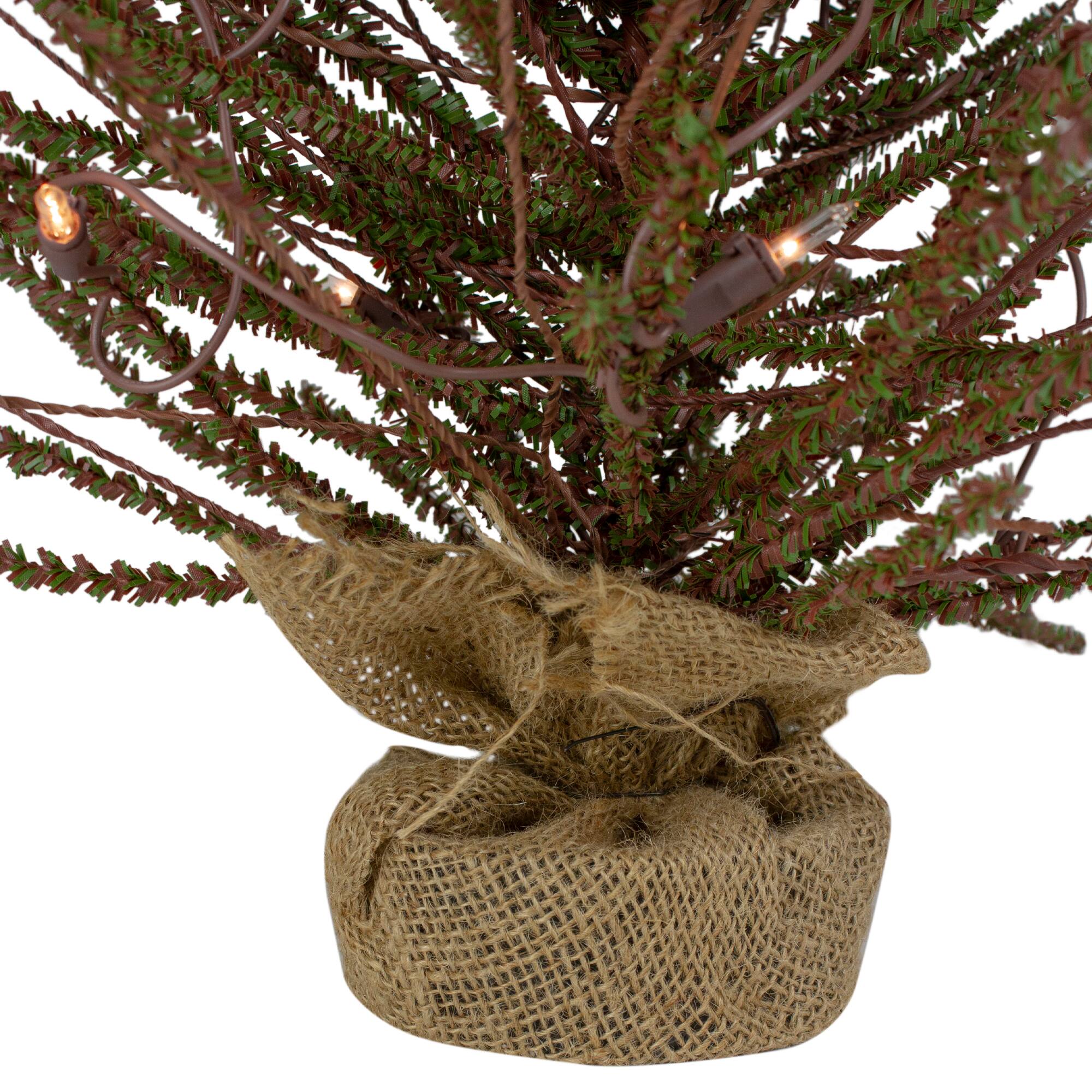 2ft. Pre-Lit Medium Warsaw Twig Artificial Christmas Tree in Burlap Base, Clear Lights