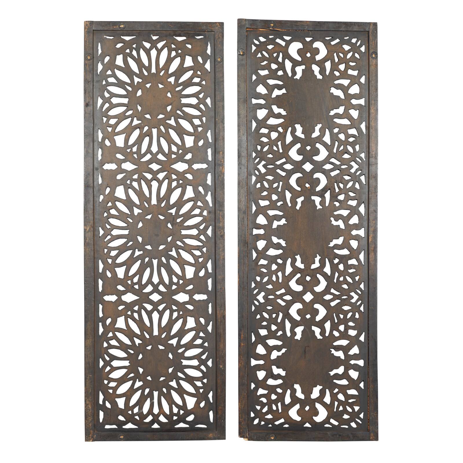 Set of 2 Brown Wood Traditional Wall Decor, 48&#x22; x 16&#x22;