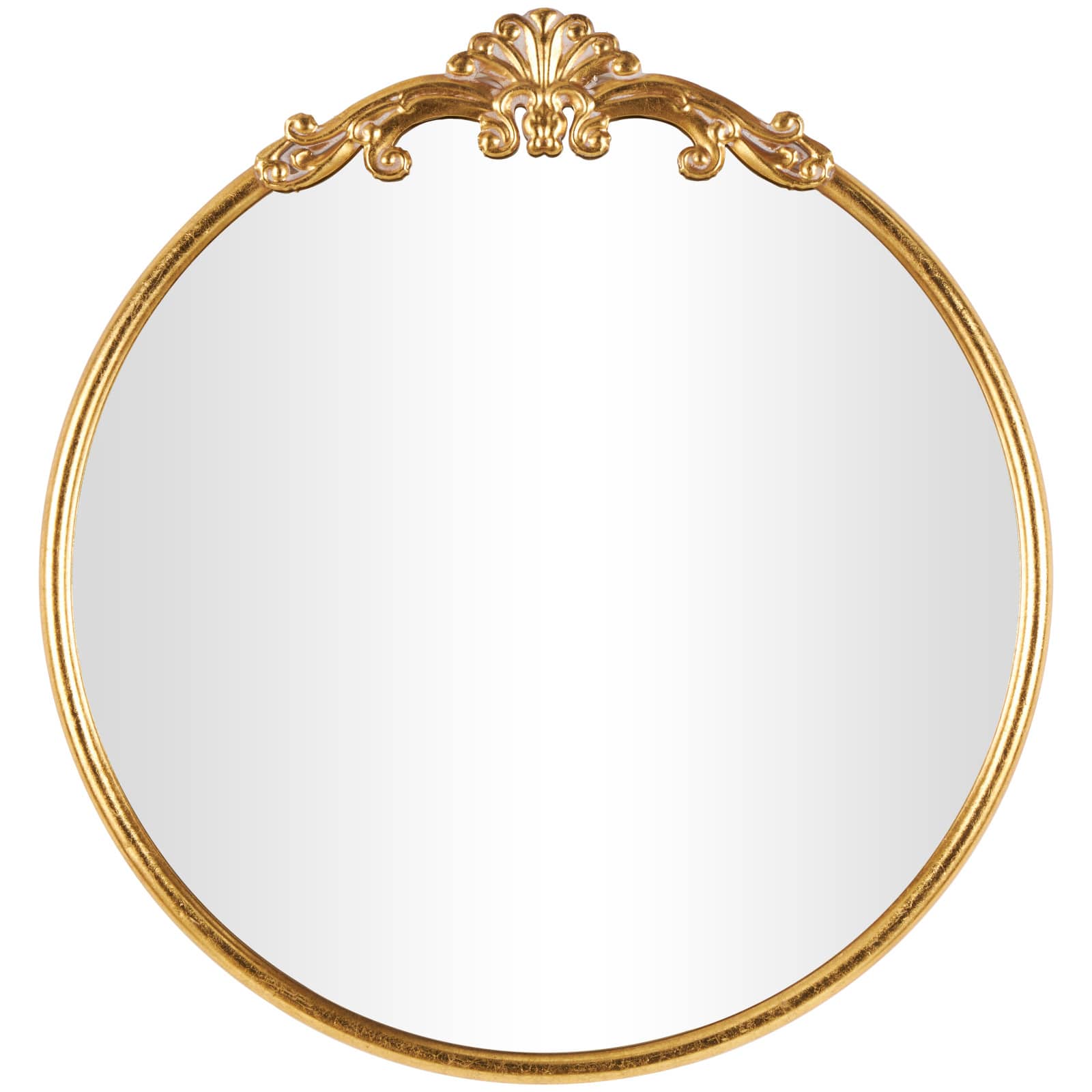 30" x 32" Gold Metal Ornate Baroque Round Wall Mirror