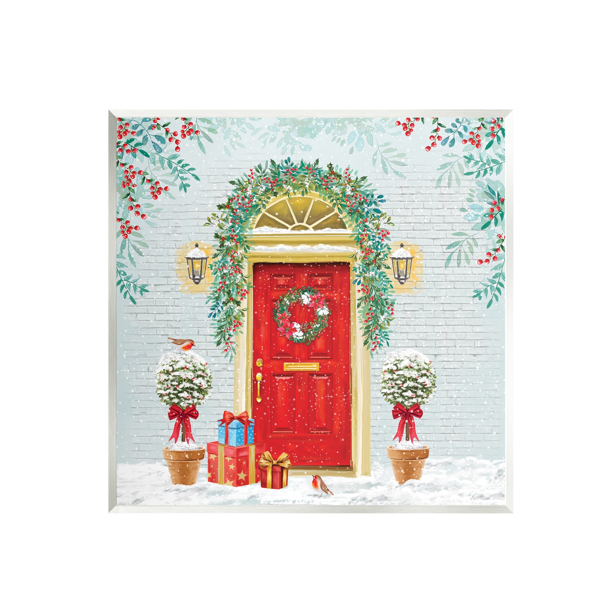 Stupell Industries Wintery Doorway with Christmas Gifts Wall Art