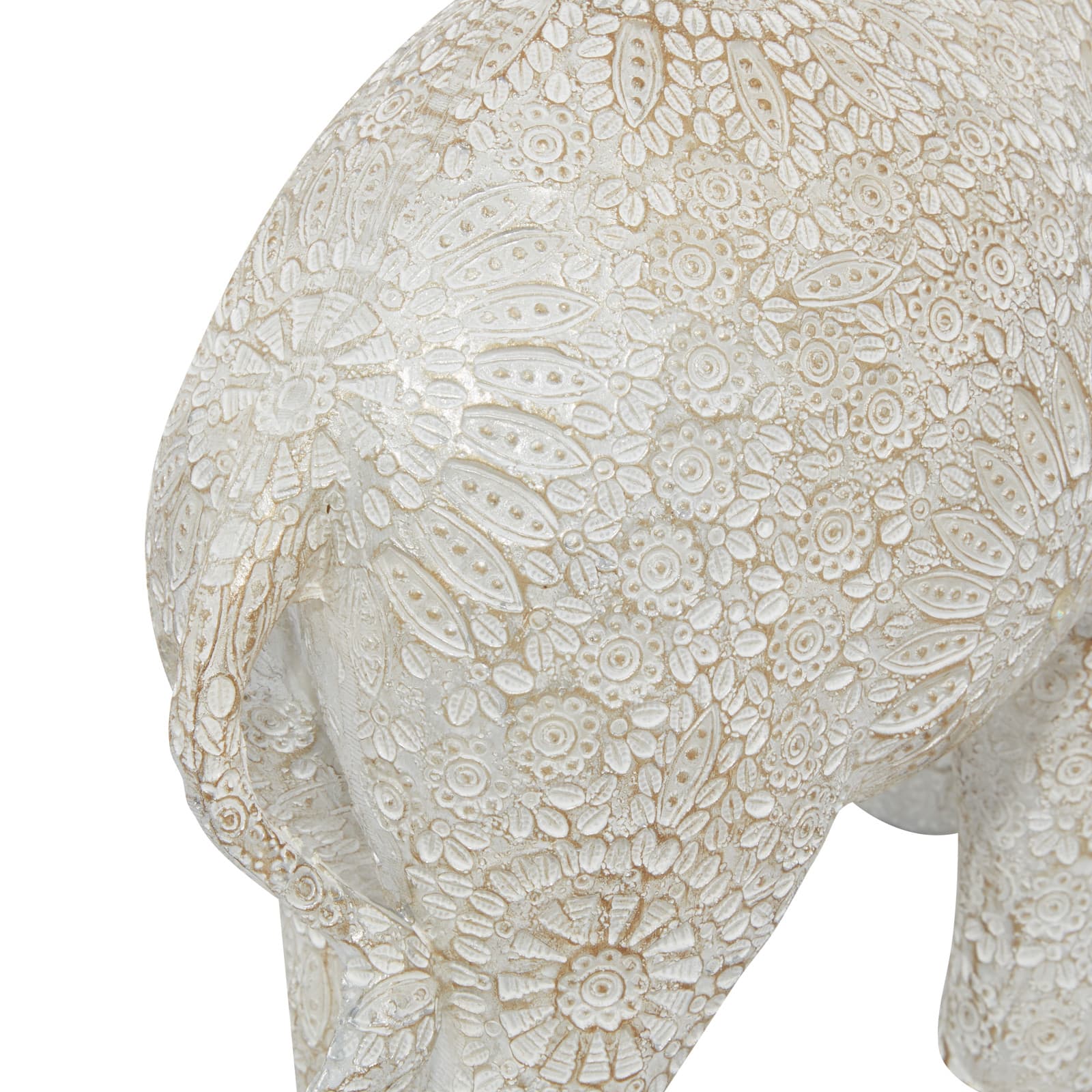 14&#x22; White Resin Eclectic Elephant Sculpture