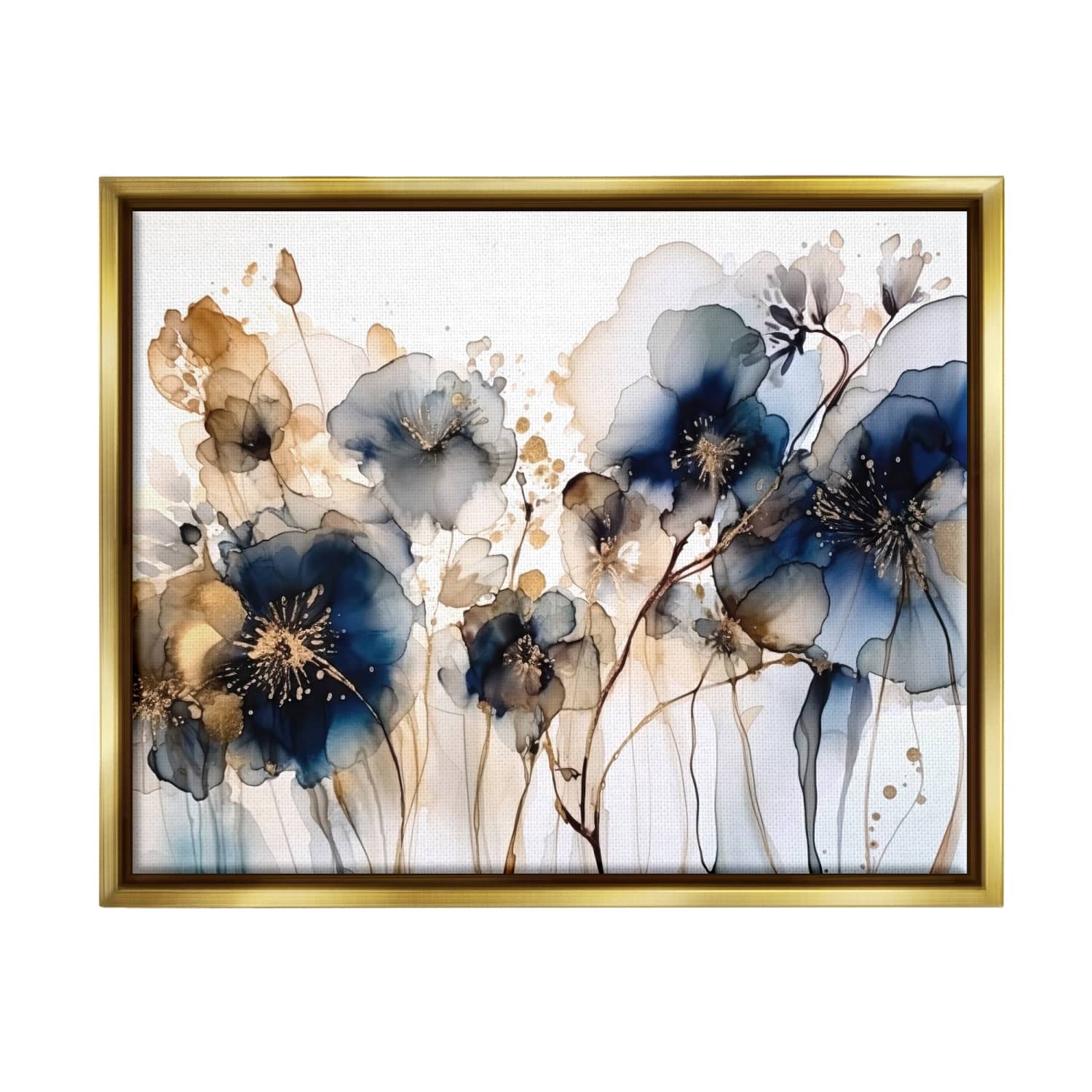 Stupell Industries Navy & Gold Abstraction Floater Framed Art