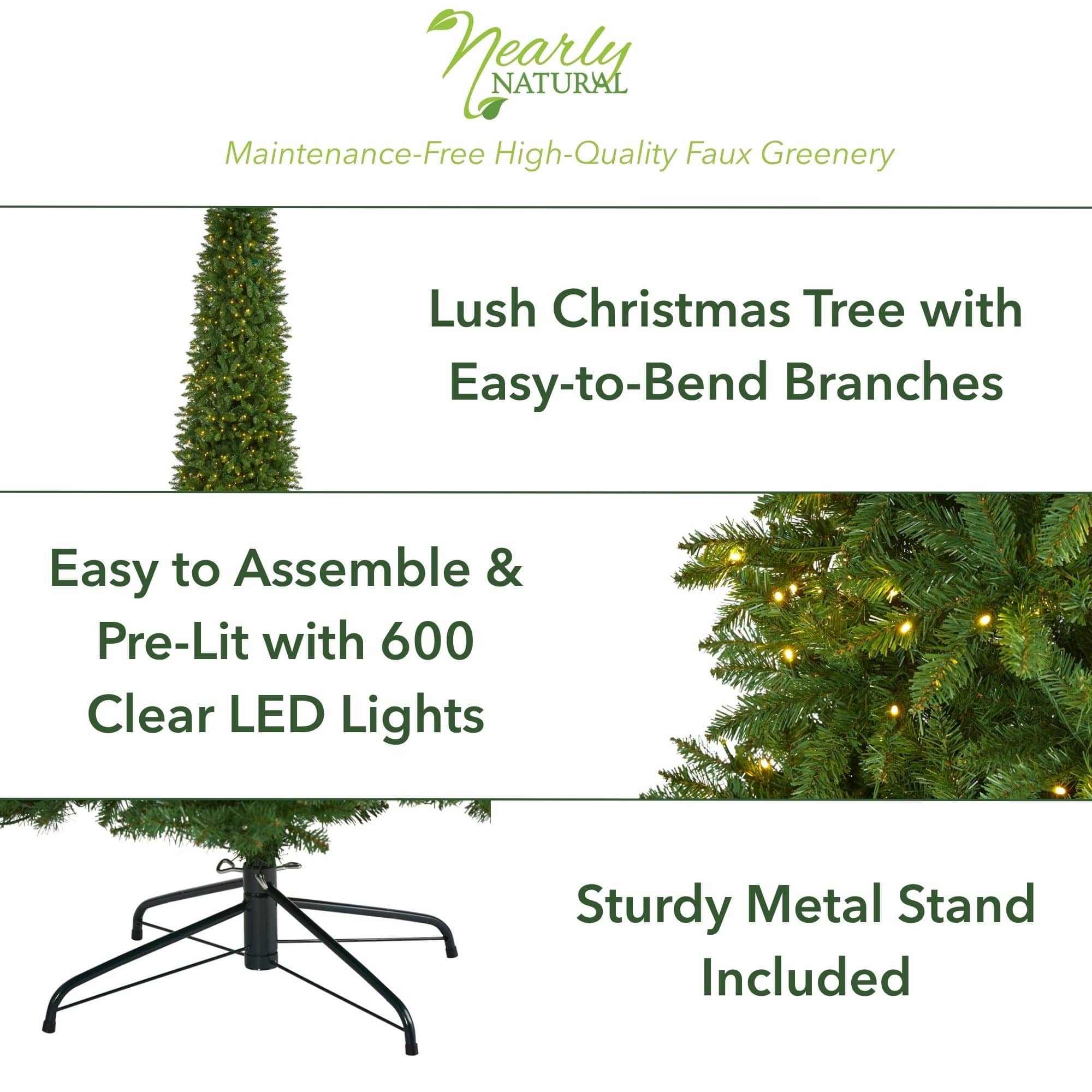 9ft. Pre-Lit Green Mountain Pine Artificial Christmas Tree, Clear LED Lights