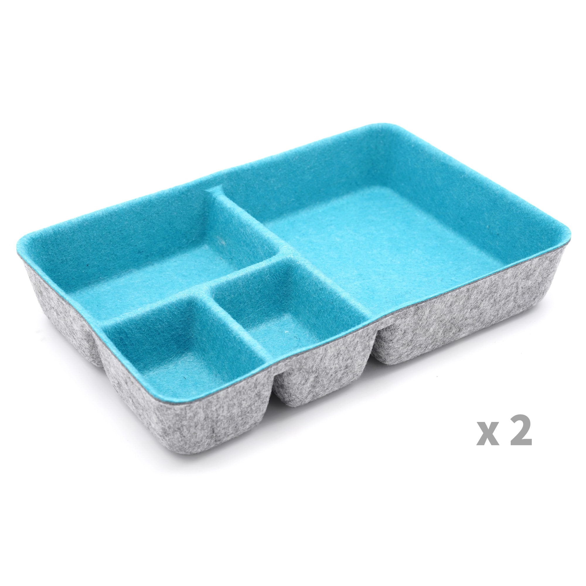 Welaxy 2 Piece Felt 4 Compartment Drawer Organizer Trays