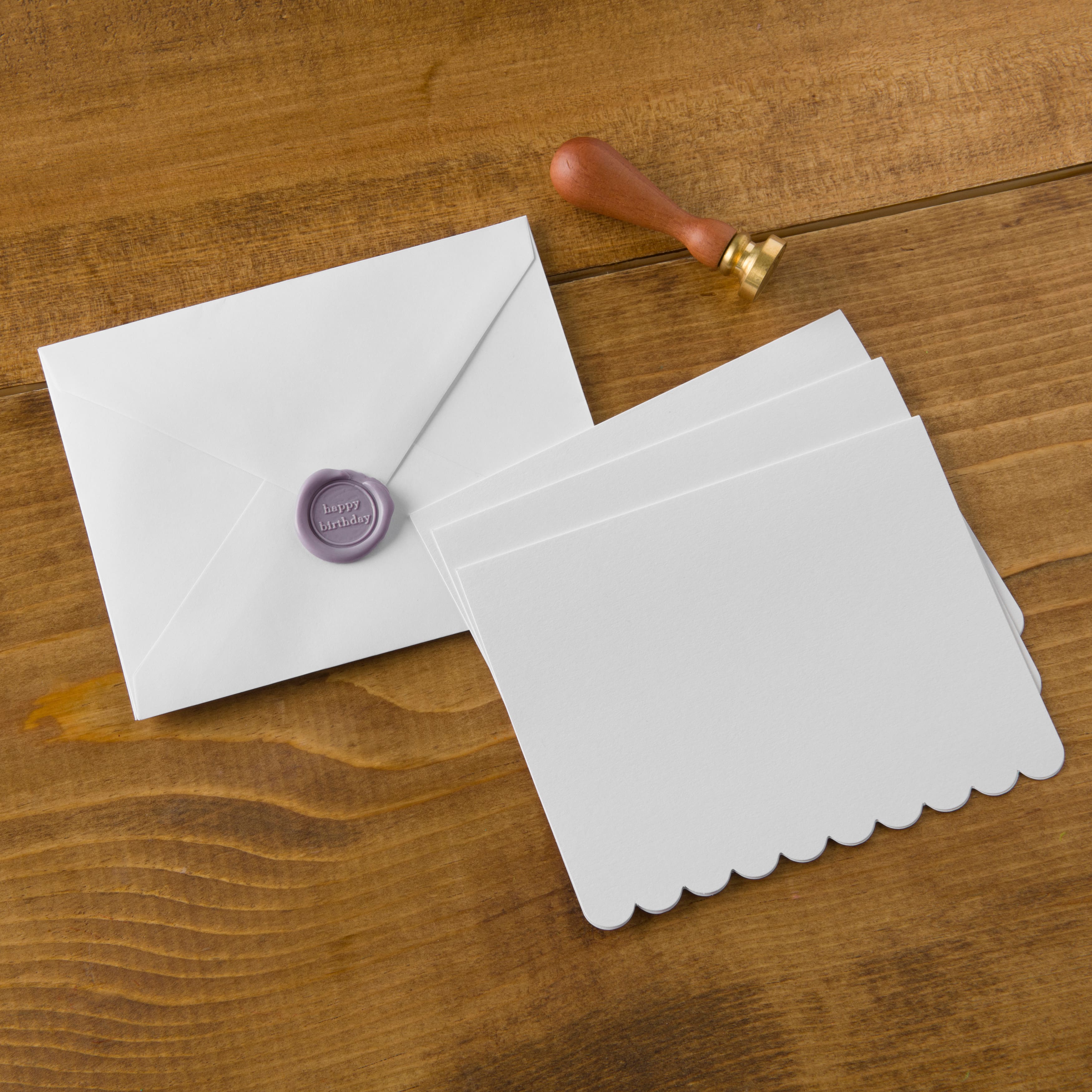 12 Packs: 10 ct. (120 total) 4.25" x 5.5" White Scalloped Cards & Envelopes by Recollections™