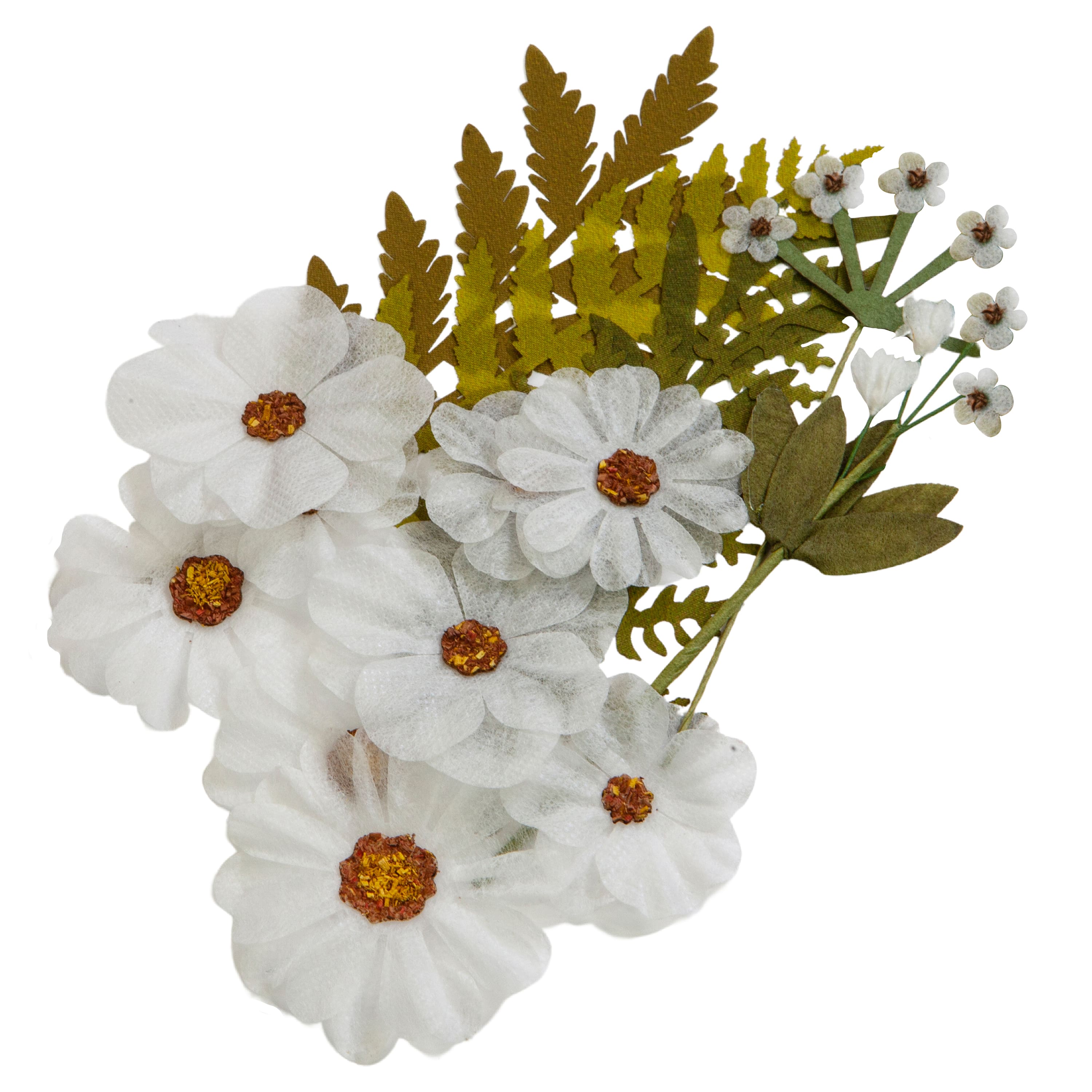12 Packs: 15 ct. (180 total) White Fabric Pressed Flower Embellishments by Recollections™