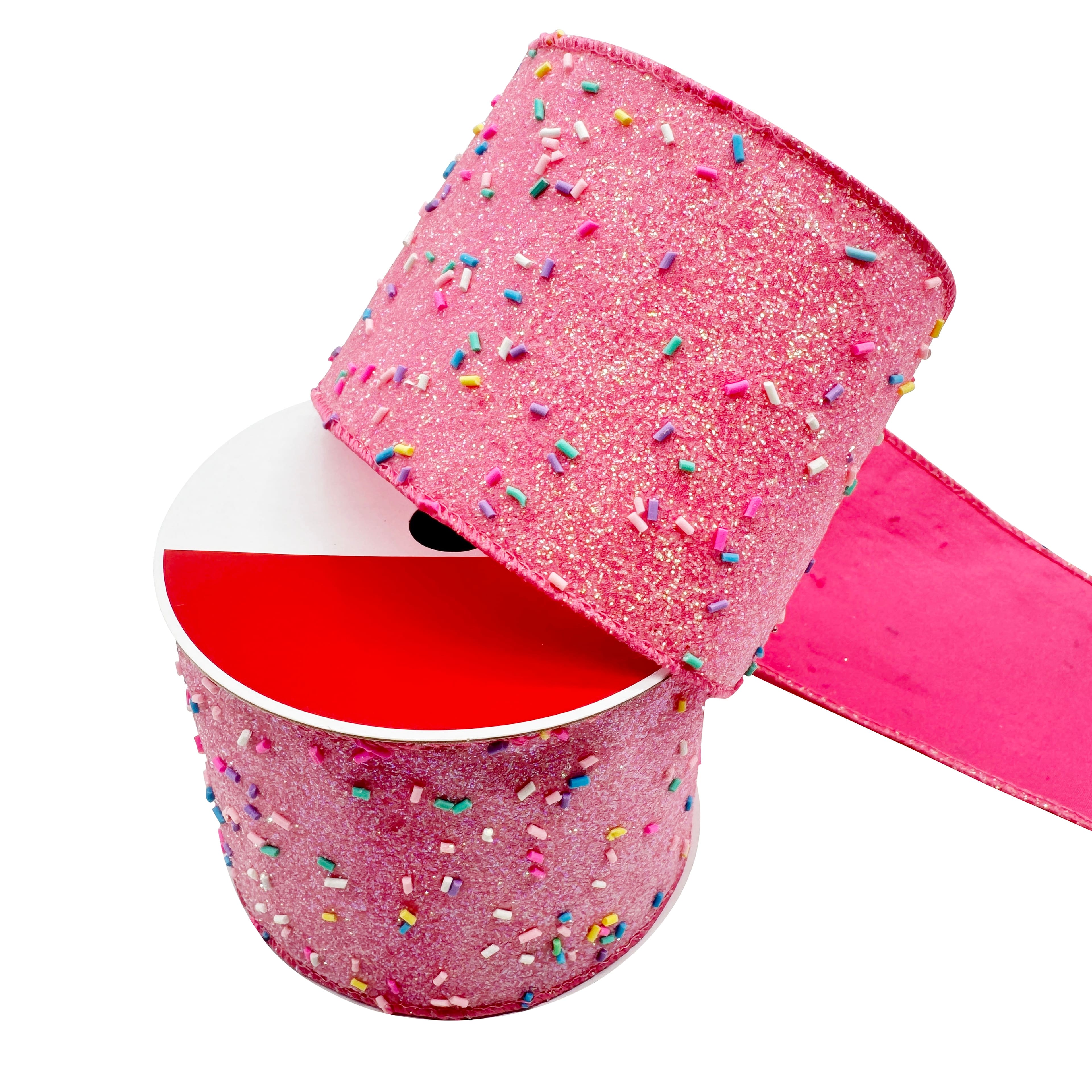 3.5&#x22; x 15ft. Pink Sugar Sprinkles Wired Ribbon by Celebrate It&#xAE;