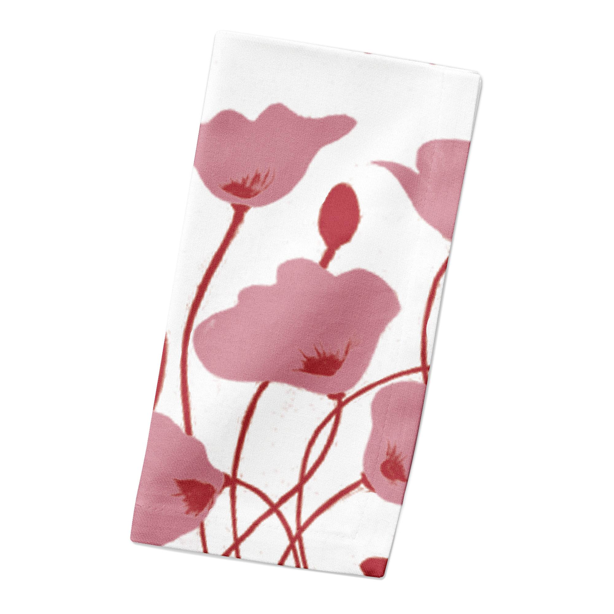 Pink Retro Florals 10&#x22; x 10&#x22; Cotton Twill Napkin