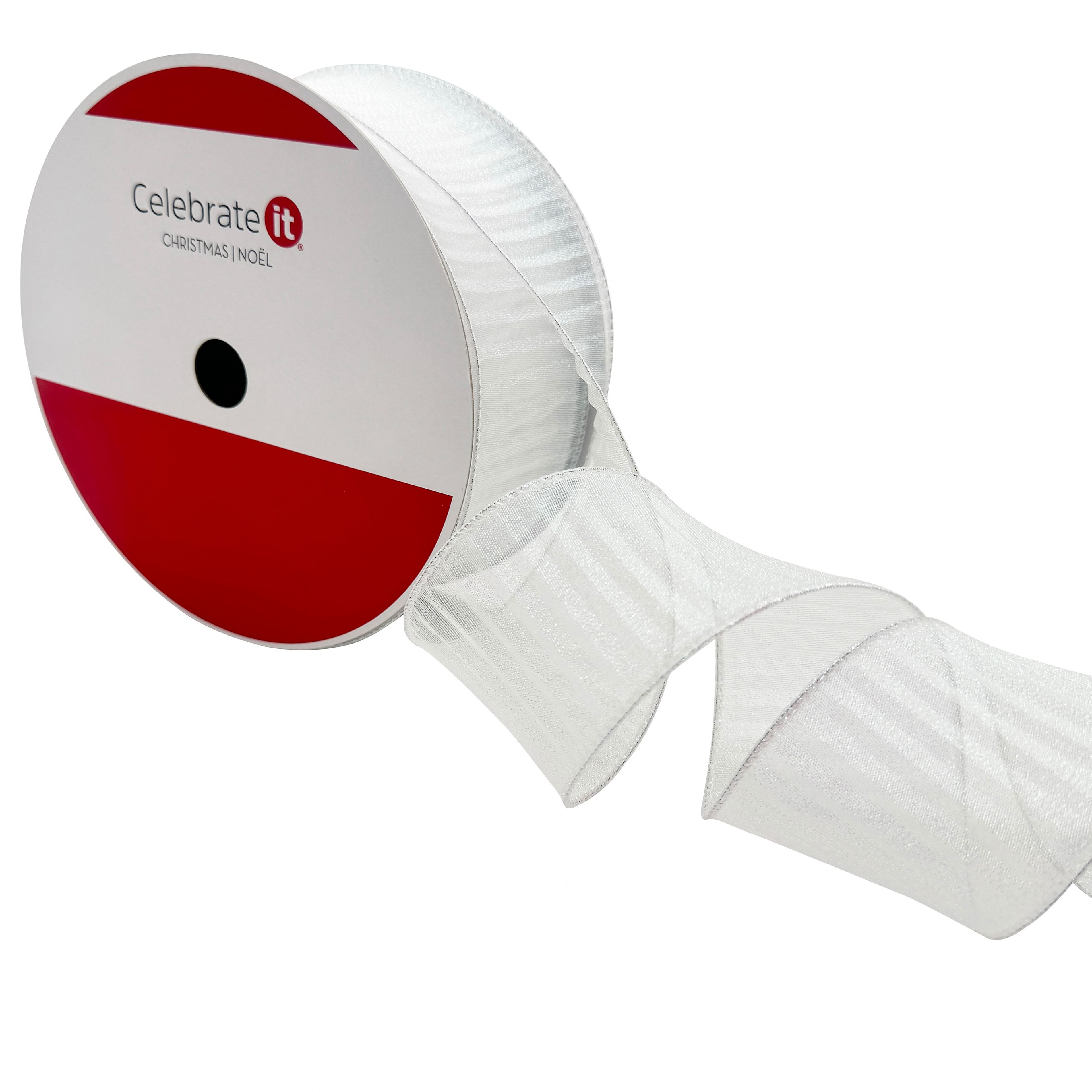 2.5" x 80ft. White Wired Spiral Jumbo Ribbon by Celebrate It®