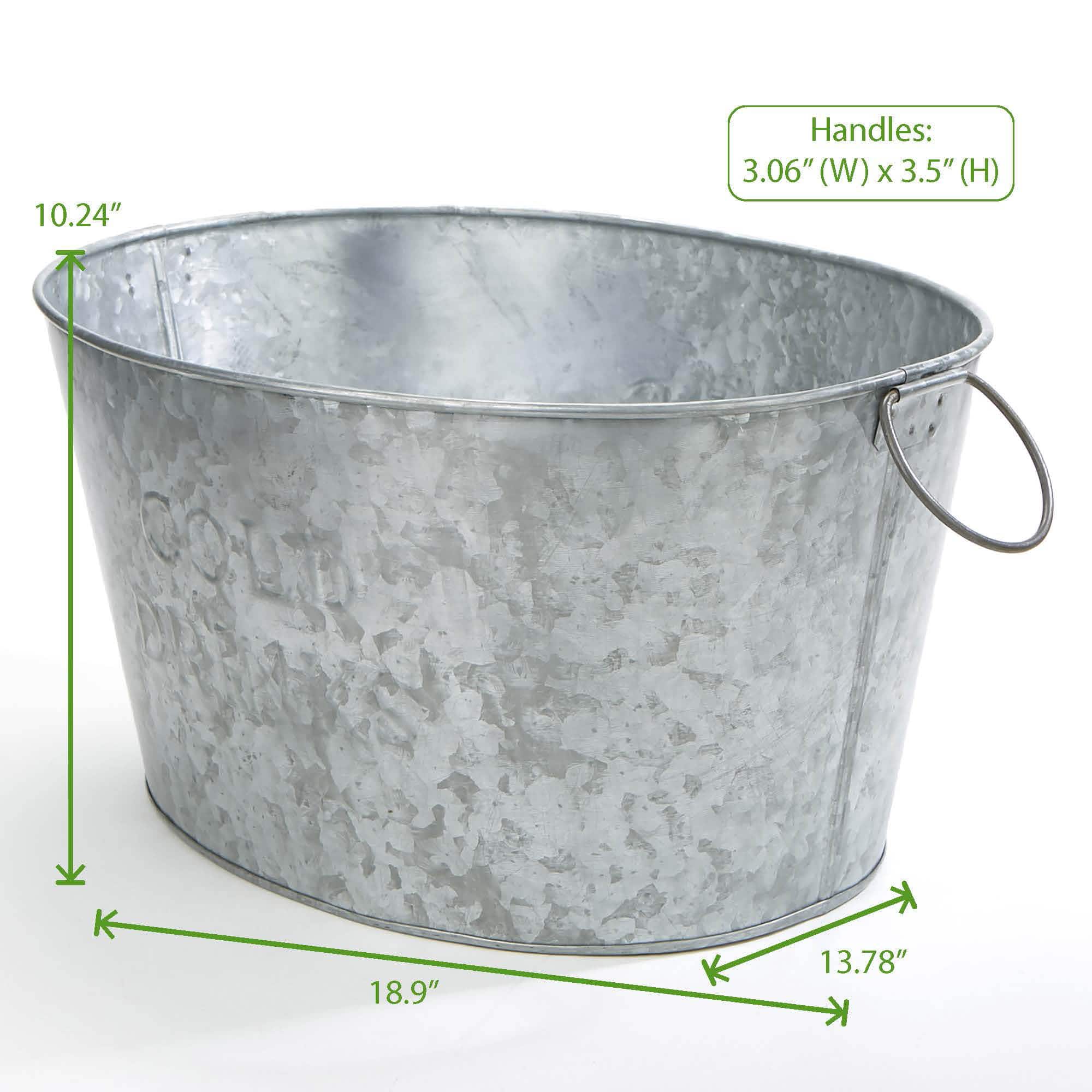 Mind Reader 10&#x27;&#x27; Medium Round Galvanized Steel Beverage Tub with Handles