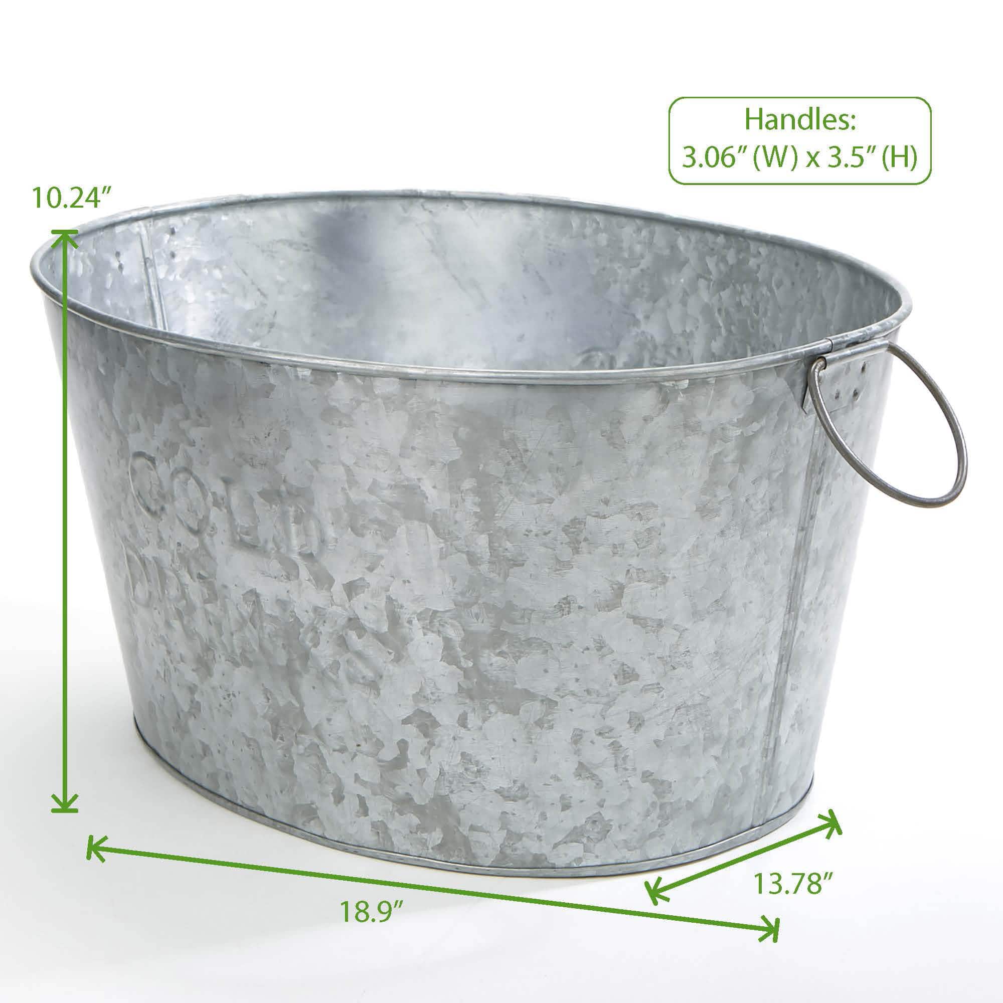 Mind Reader 10'' Medium Round Galvanized Steel Beverage Tub with Handles