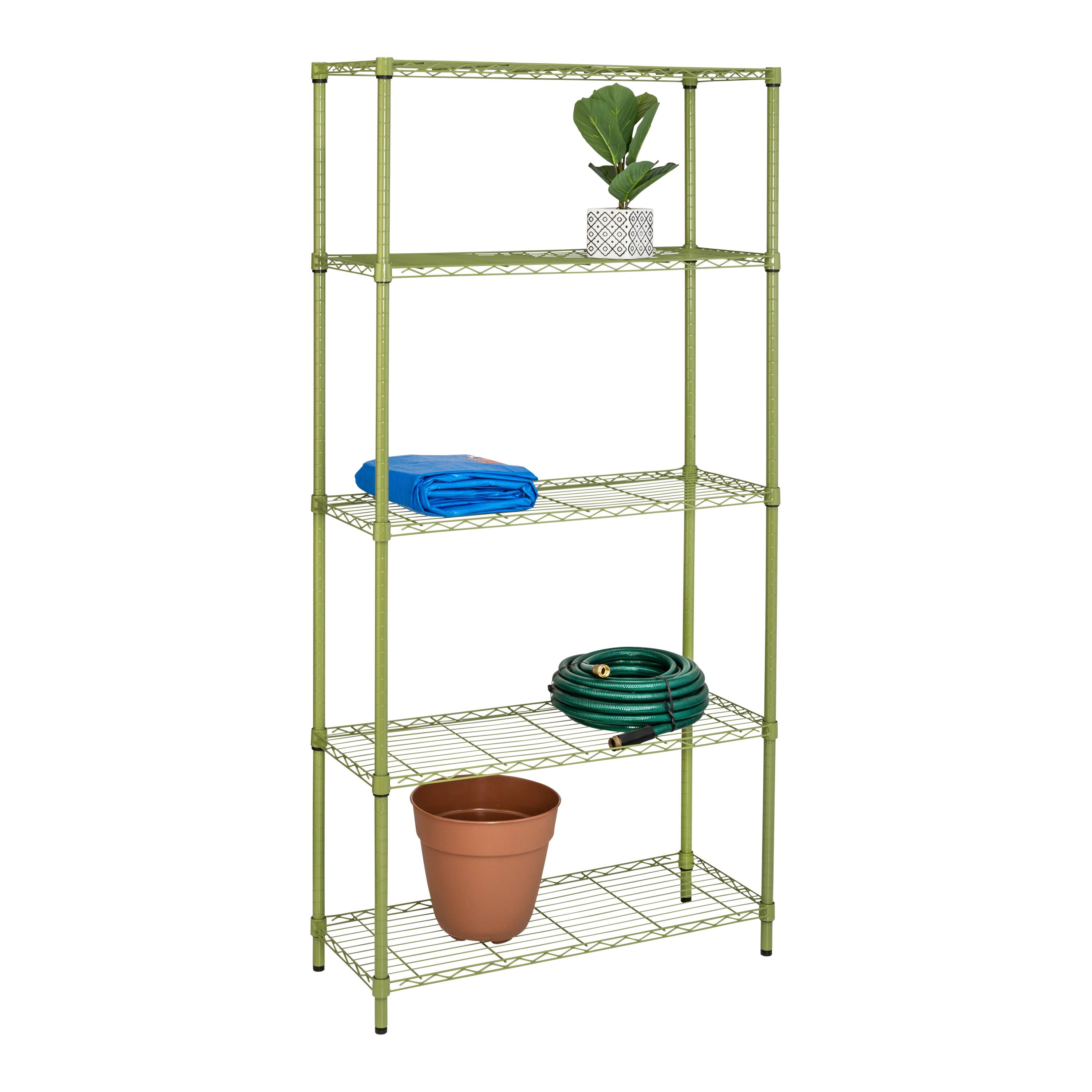 Honey Can Do Olive Adjustable 5-Tier Shelves