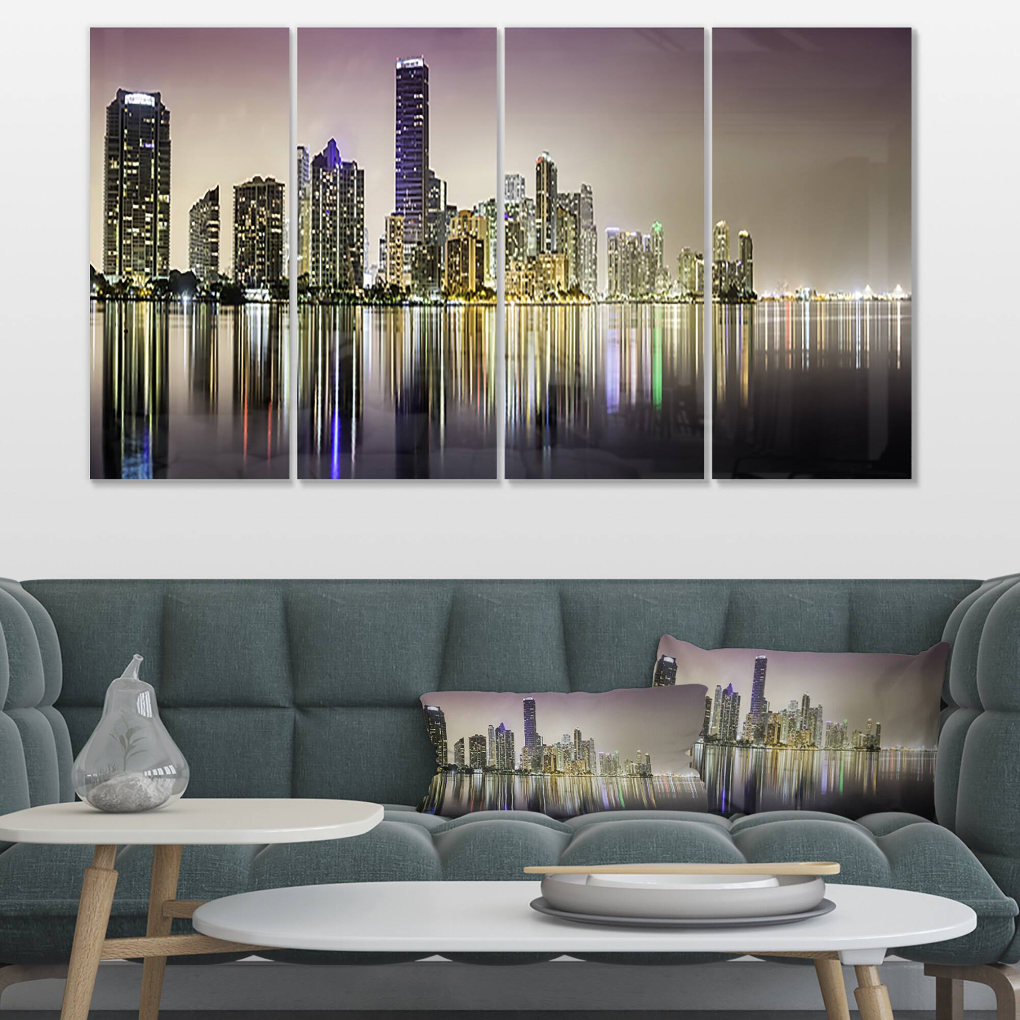 Designart - Miami Downtown Night Panorama
