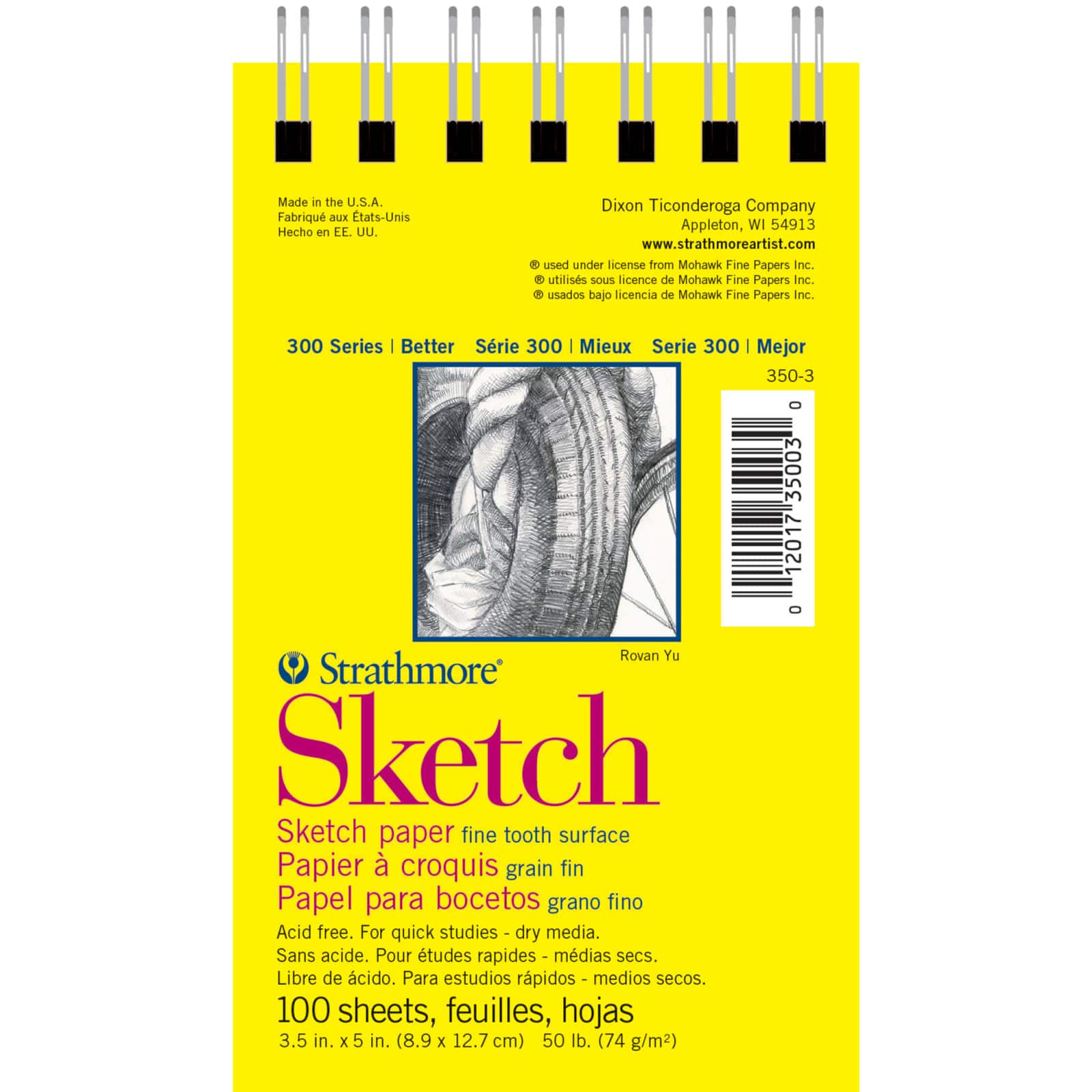 Strathmore Sketch Paper Pad, 300 Series, Spiral-Bound, 100 Sheets, Spiral-Bound, 3" x 5"