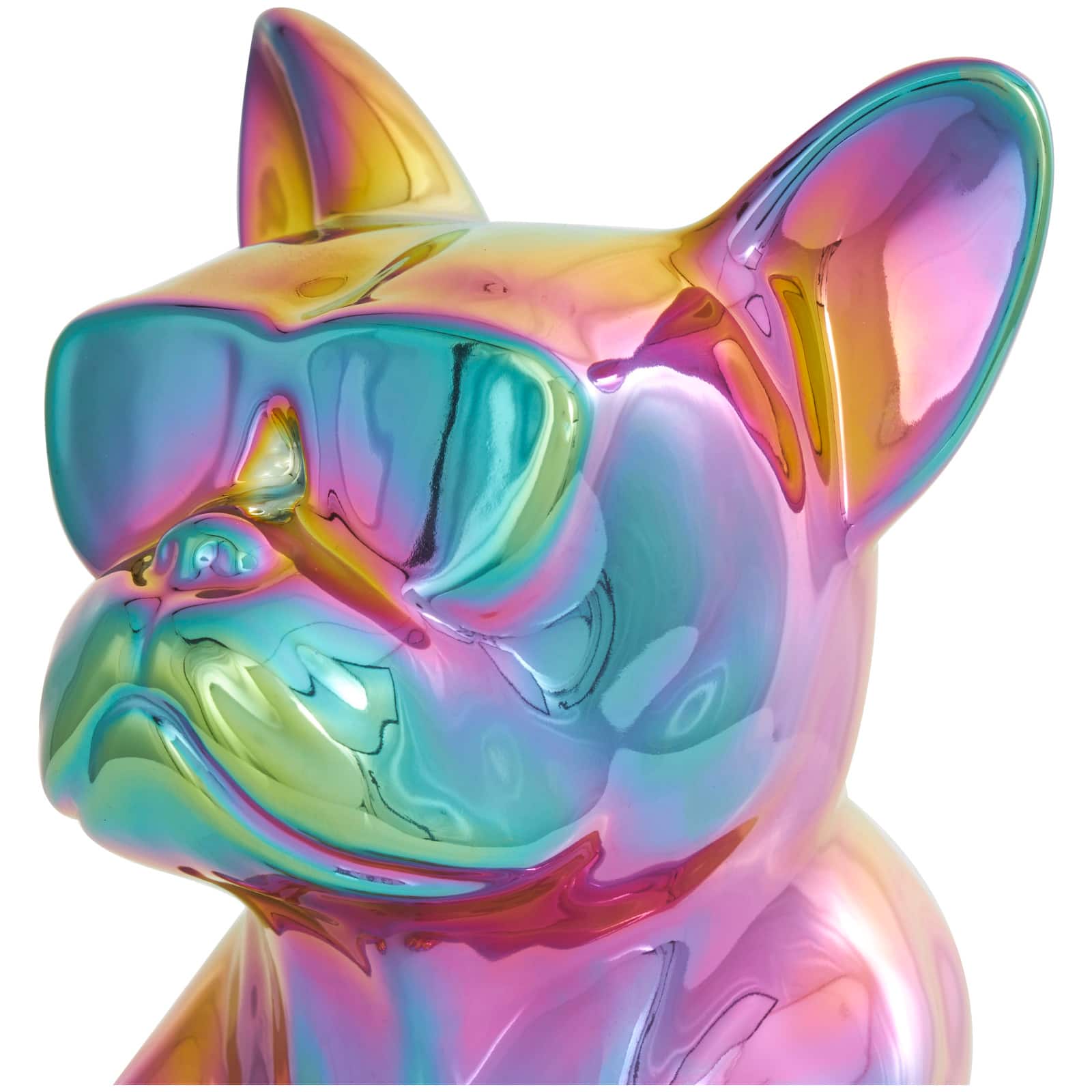 12&#x22; Rainbow Ceramic Bulldog Sculpture