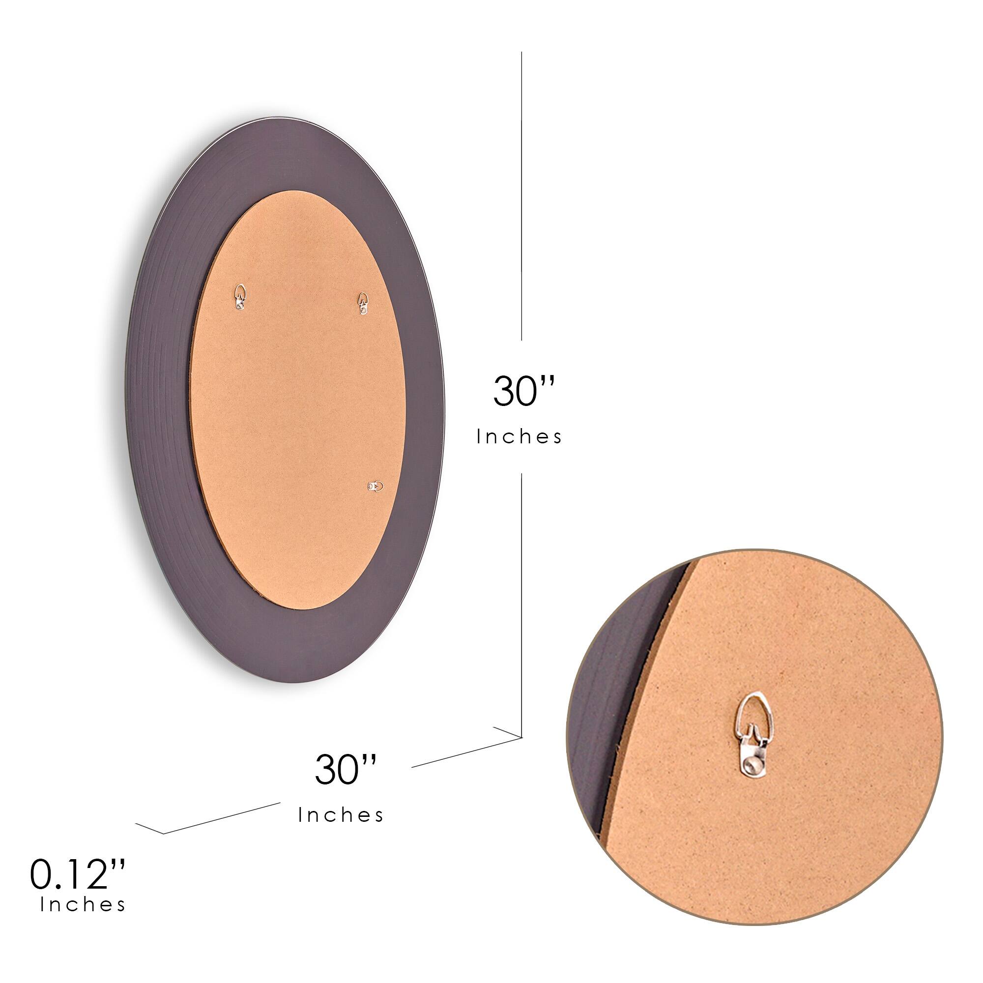 Head West Sea Glass 2 Tile Framed Round Wall Vanity Mirror - 30&#x22; x 30&#x22;