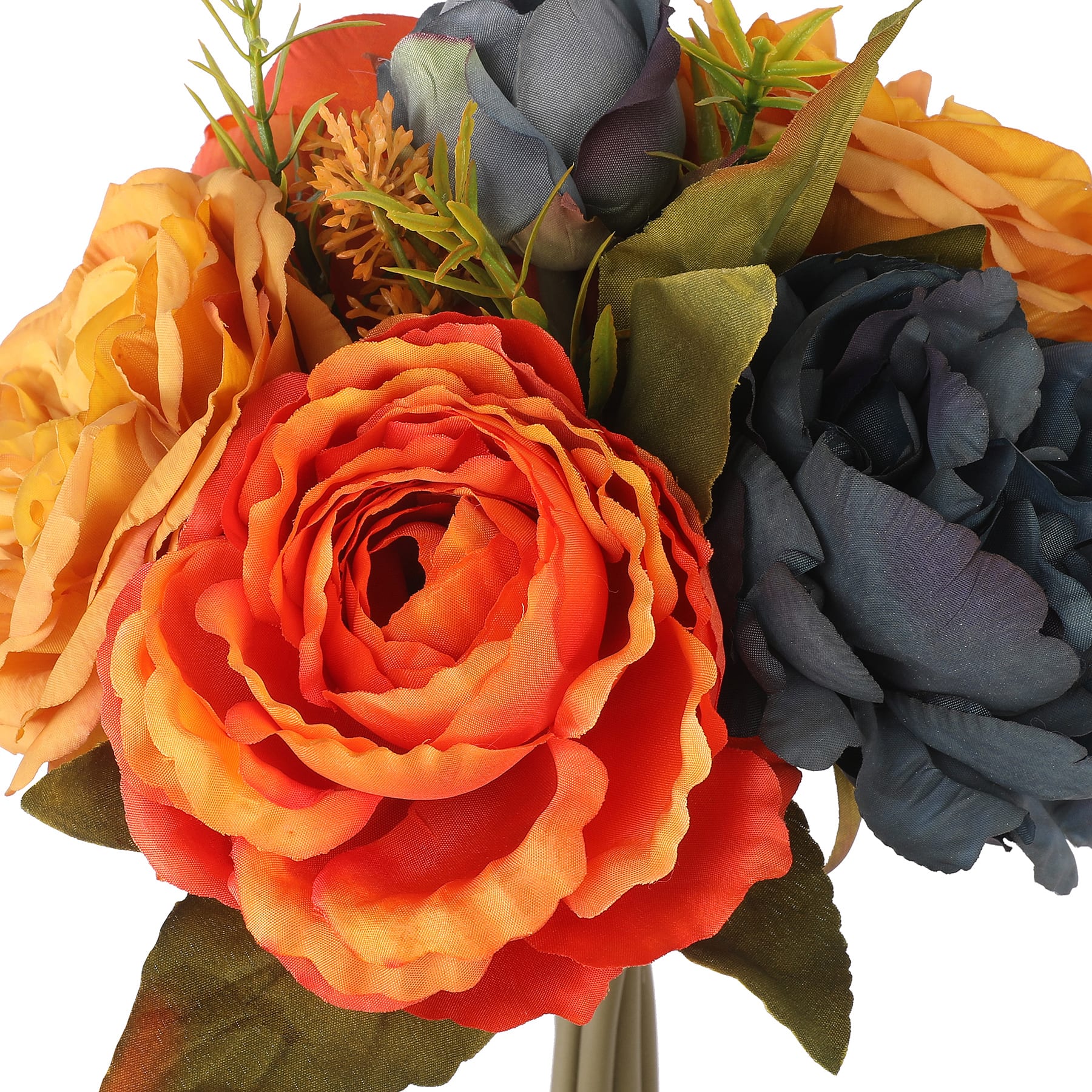 11" Yellow, Orange & Blue Rose & Peony Bouquet by Ashland®