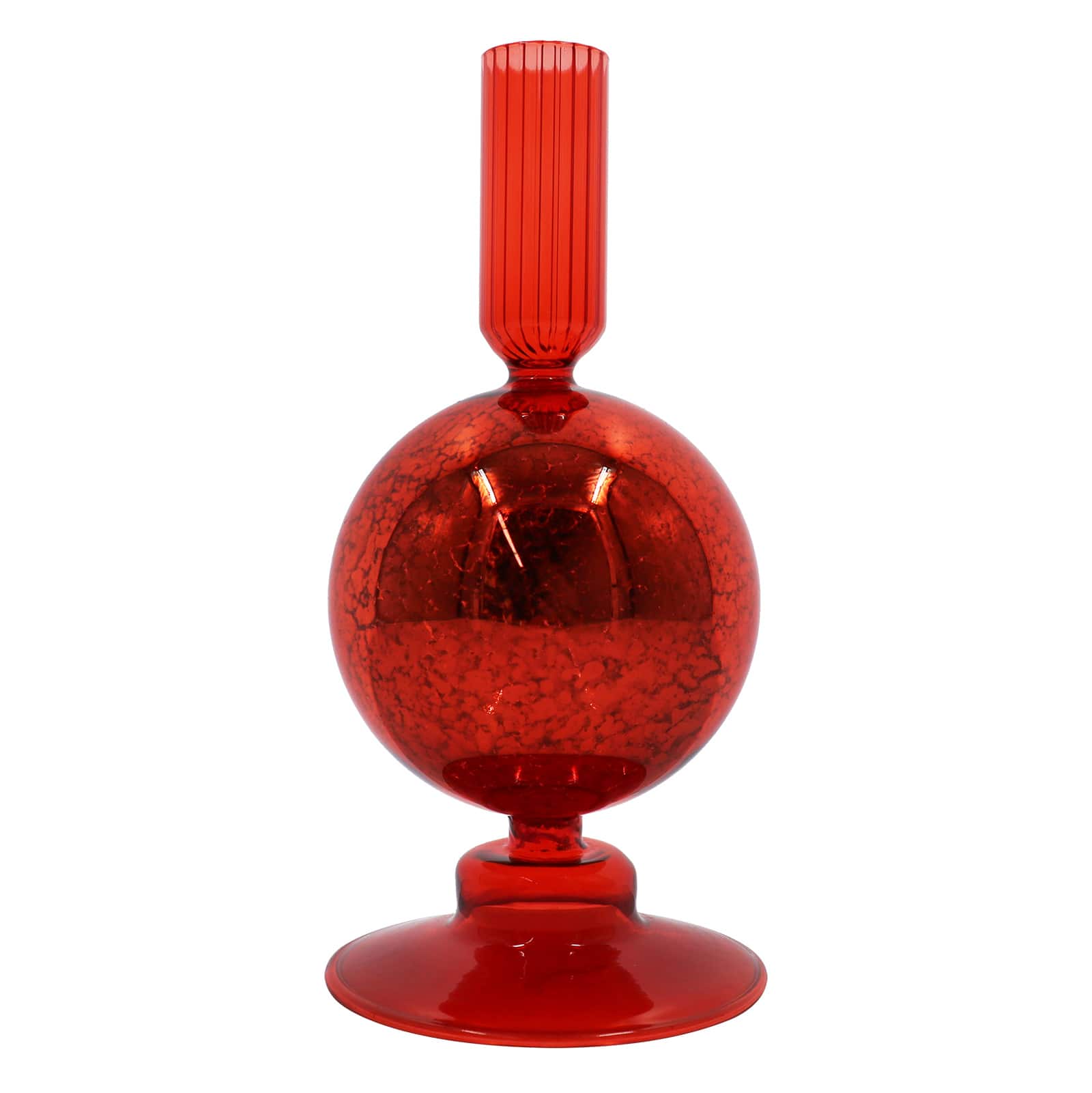 7&#x22; Red Cracked Glass Ball Taper Candle Holder by Ashland&#xAE;