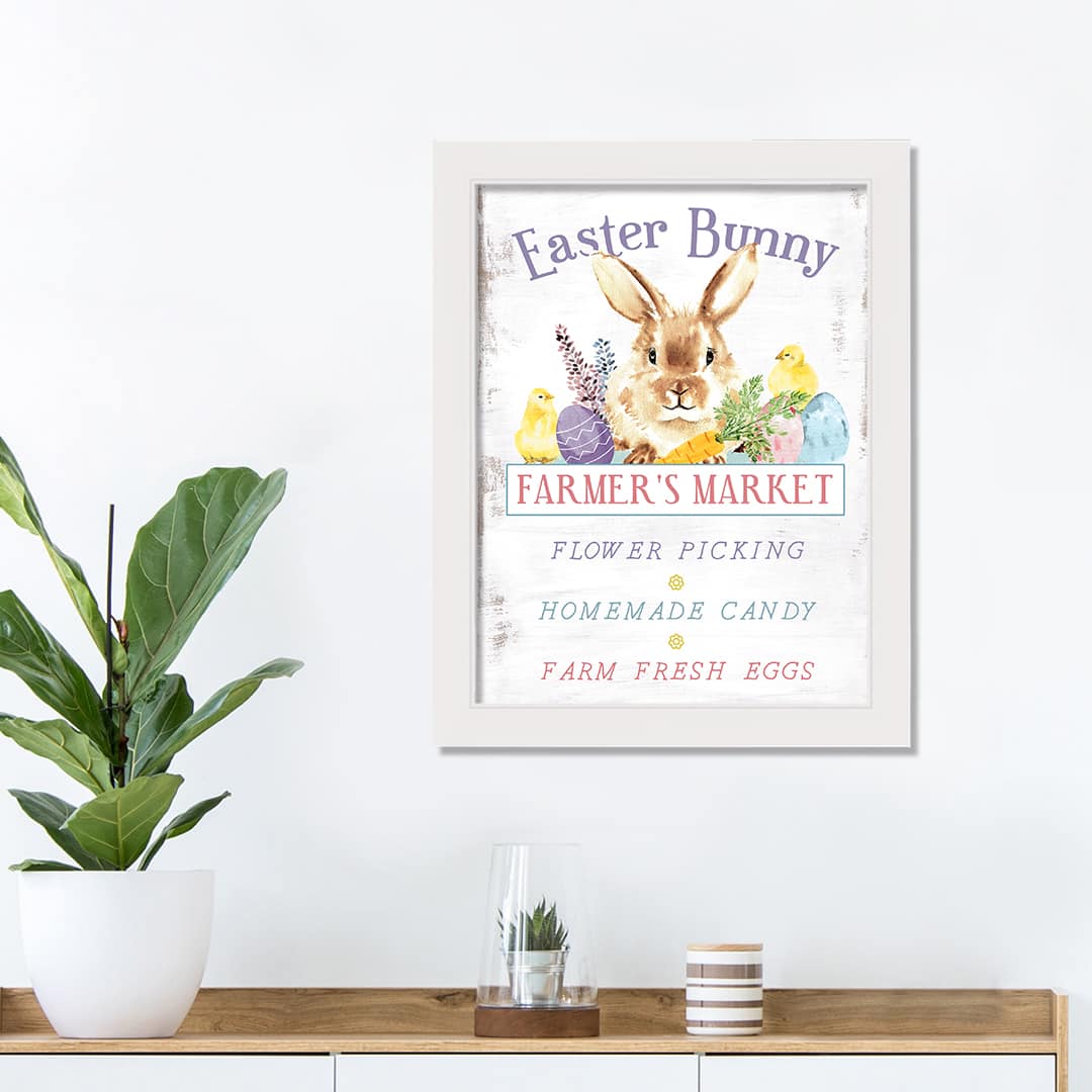 Easter Farmer&#x27;s Market 12&#x22; x 16&#x22; White Framed Print Under Plexiglass