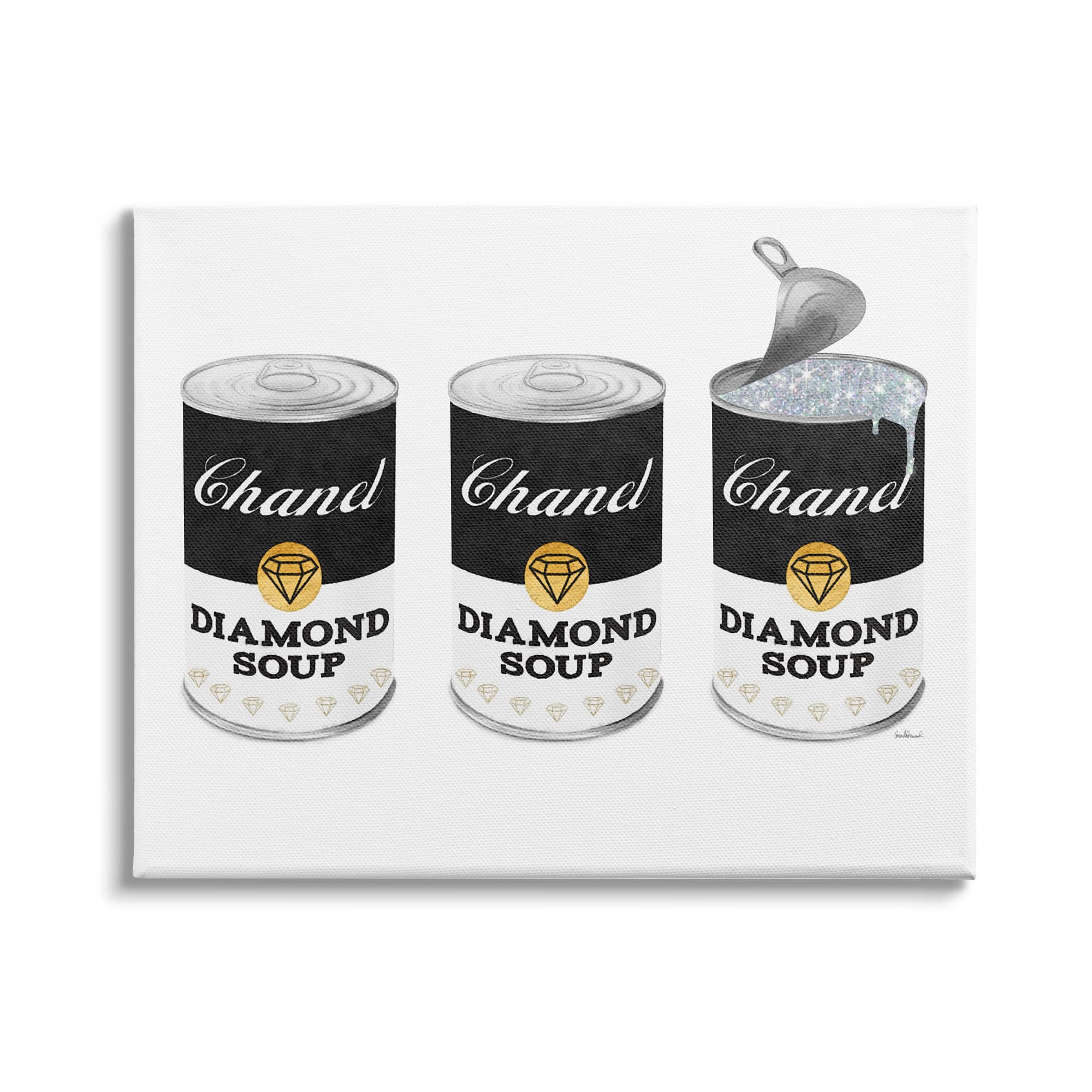 Stupell Industries Fashion Condensed Soup Trio Glam Black Diamond Pop Canvas Wall Art