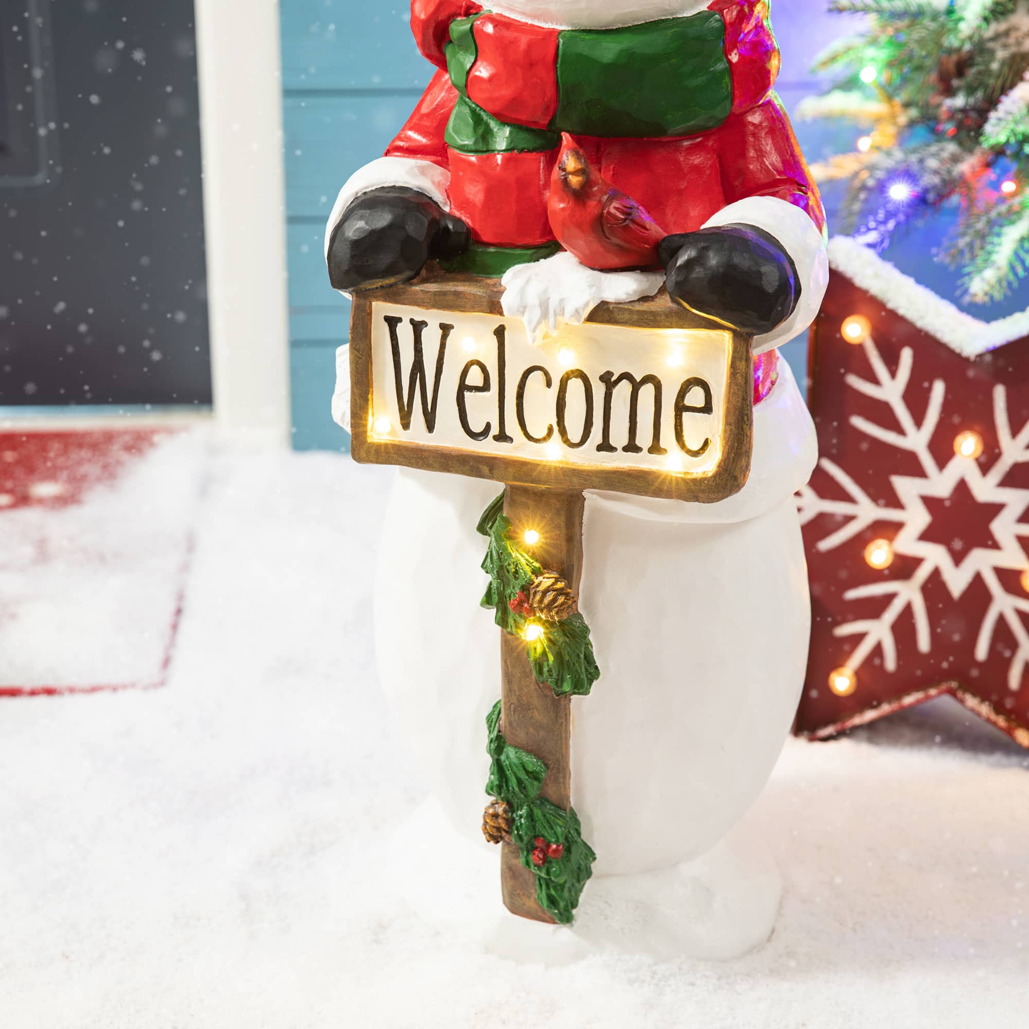 Glitzhome&#xAE; 29.25&#x22; Pre-Lit Christmas Snowman Porch D&#xE9;cor