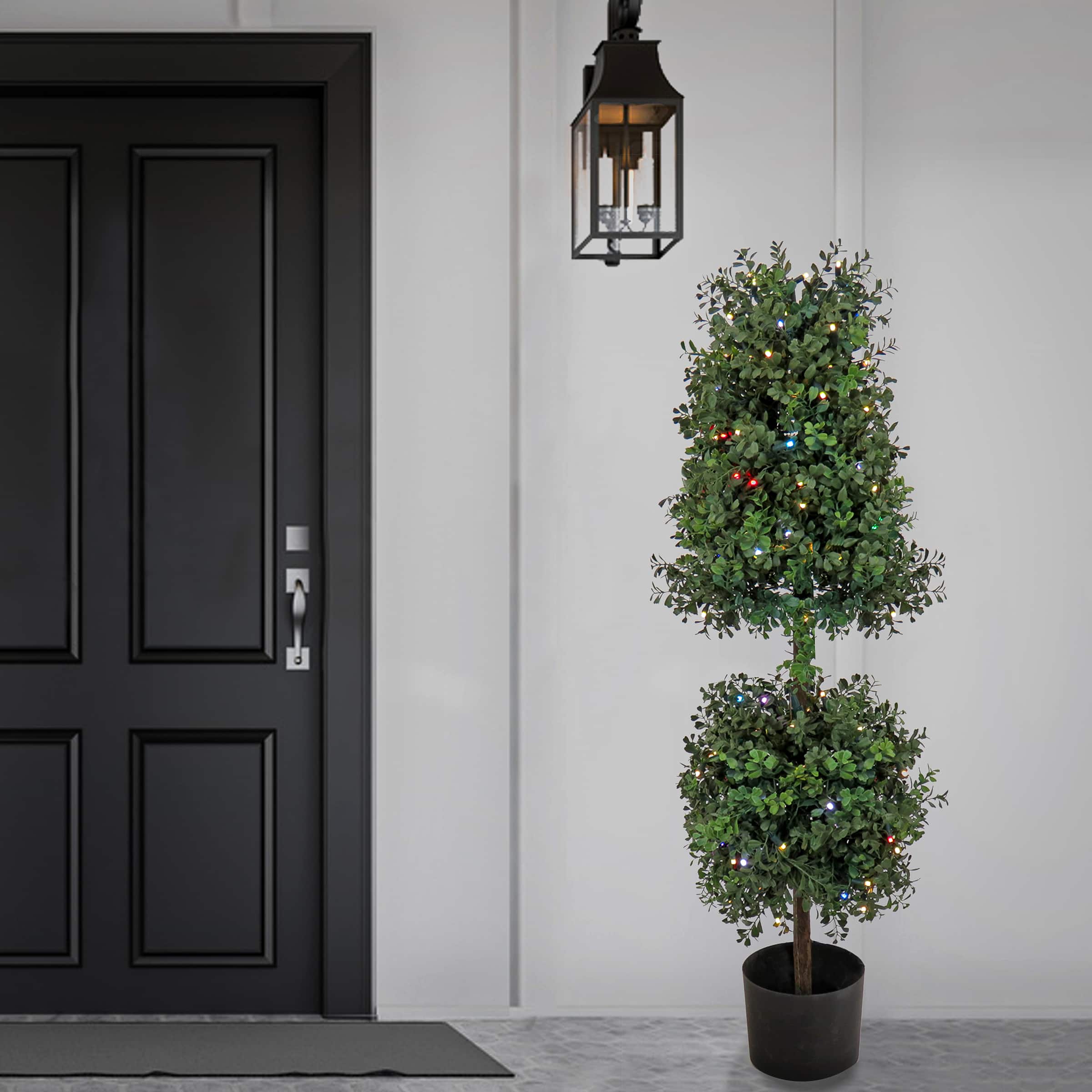 4ft. Boxwood Cone & Ball Topiary with Multi-Function LED Lights