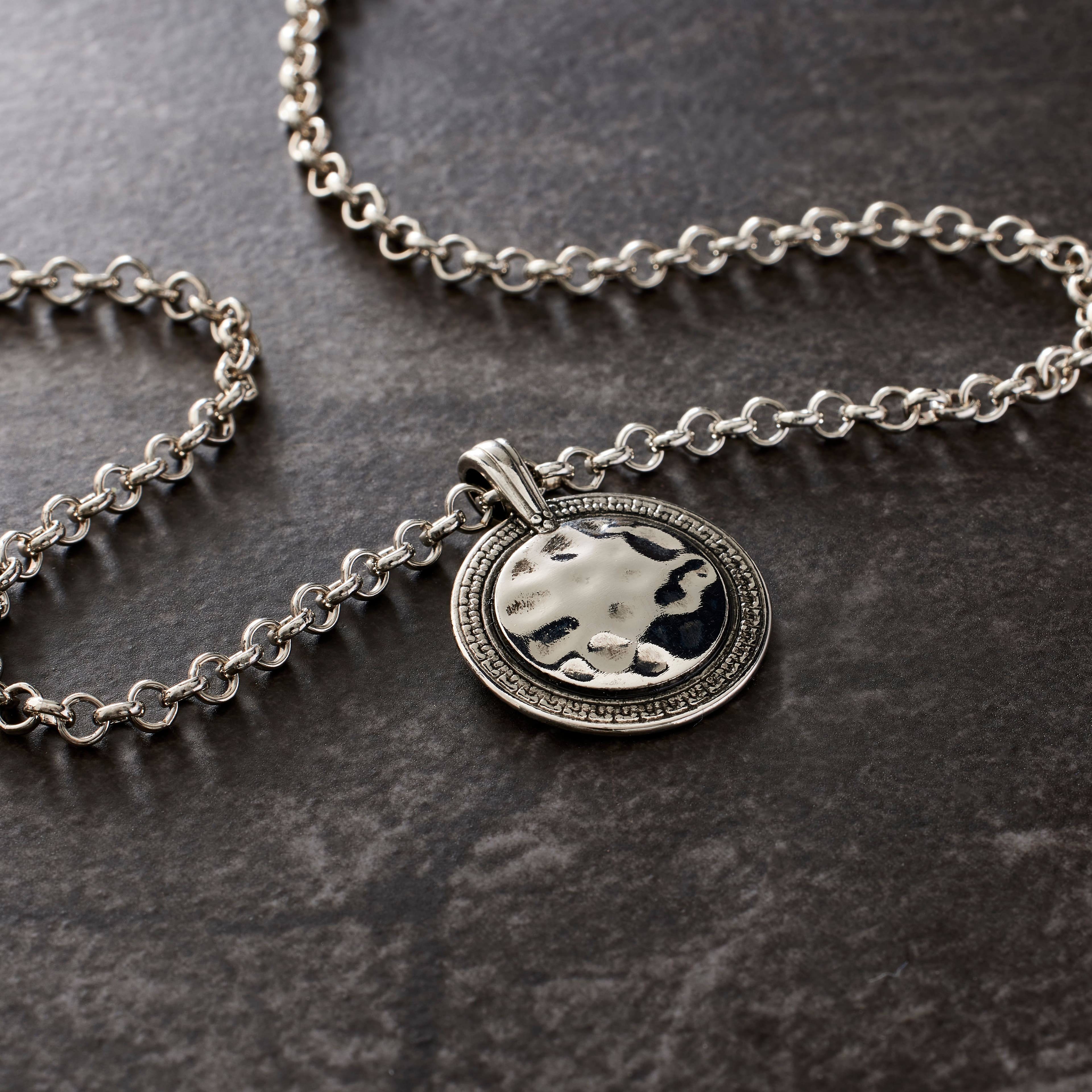 Hammered Metal Circle Pendant by Bead Landing™