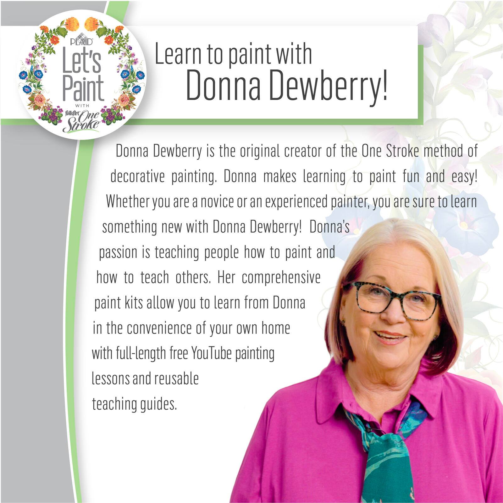 Let&#x27;s Paint with FolkArt&#xAE; One Stroke&#x2122; A-Z of Floral Painting Kit