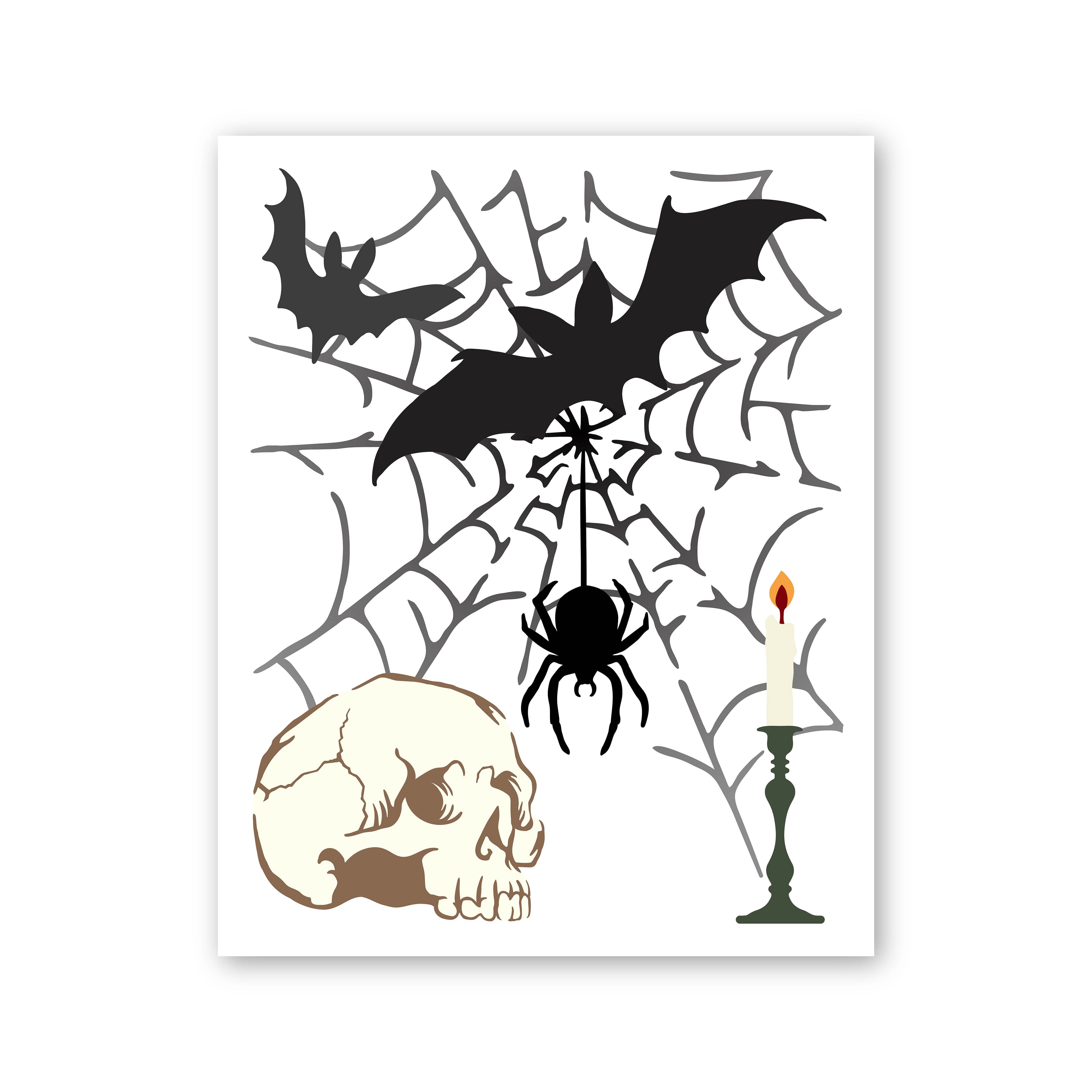 Bats, Skull & Spider's Web Layering Stencil Set by Recollections™