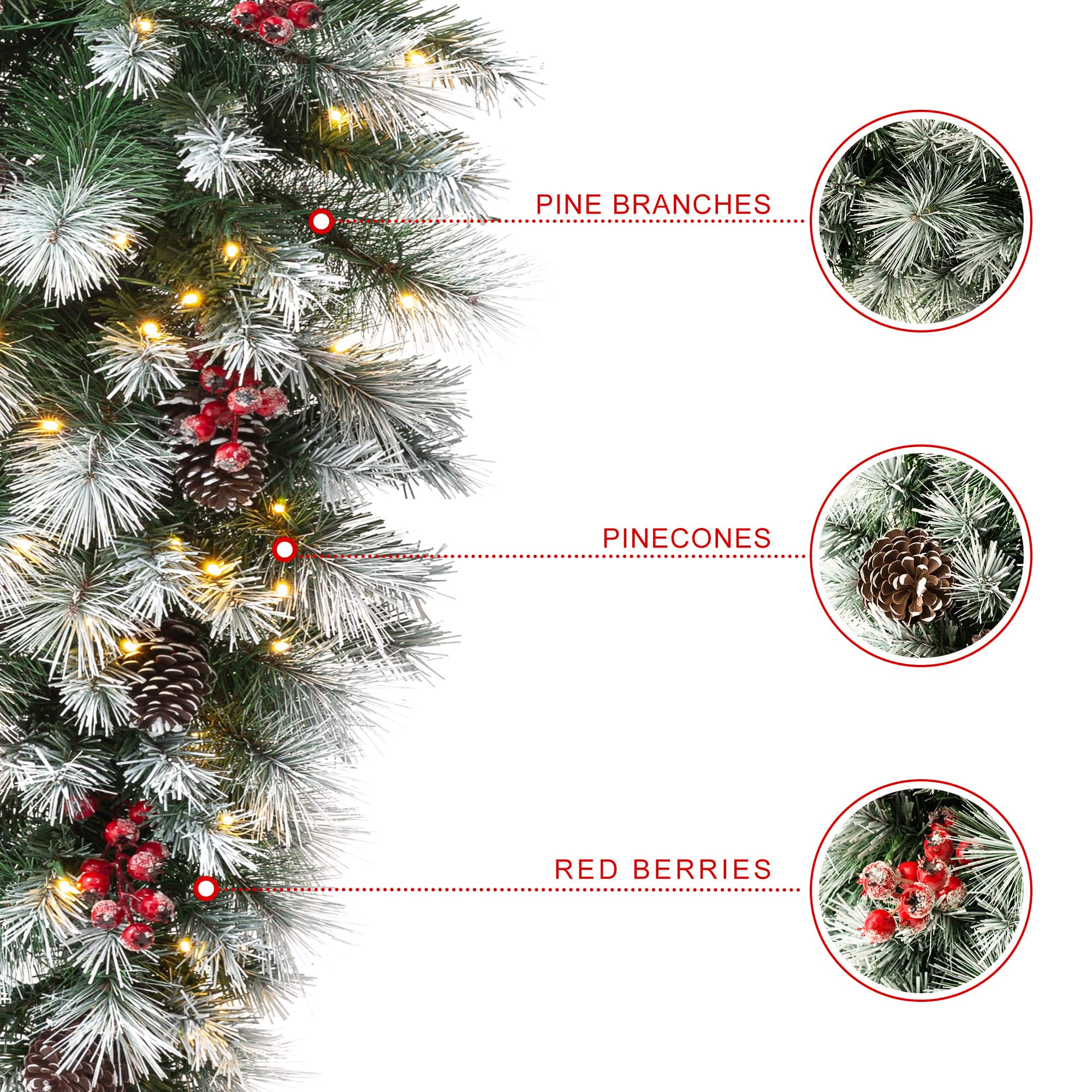 Glitzhome&#xAE; 3ft. Pre-Lit Pinecones &#x26; Berries Artificial Christmas Teardrop Swag