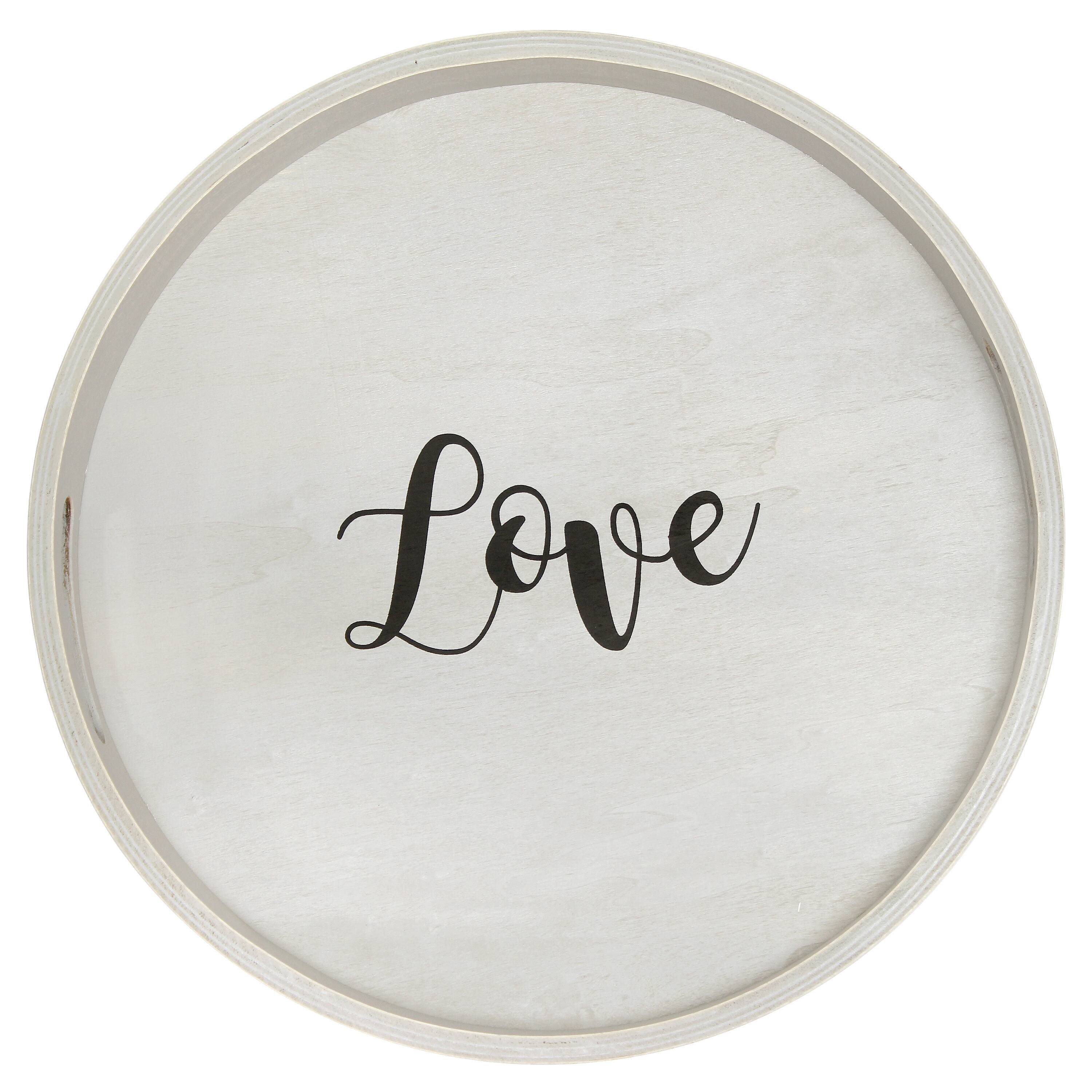 Elegant Designs™ 13.8" Round Love Serving Tray with Handles