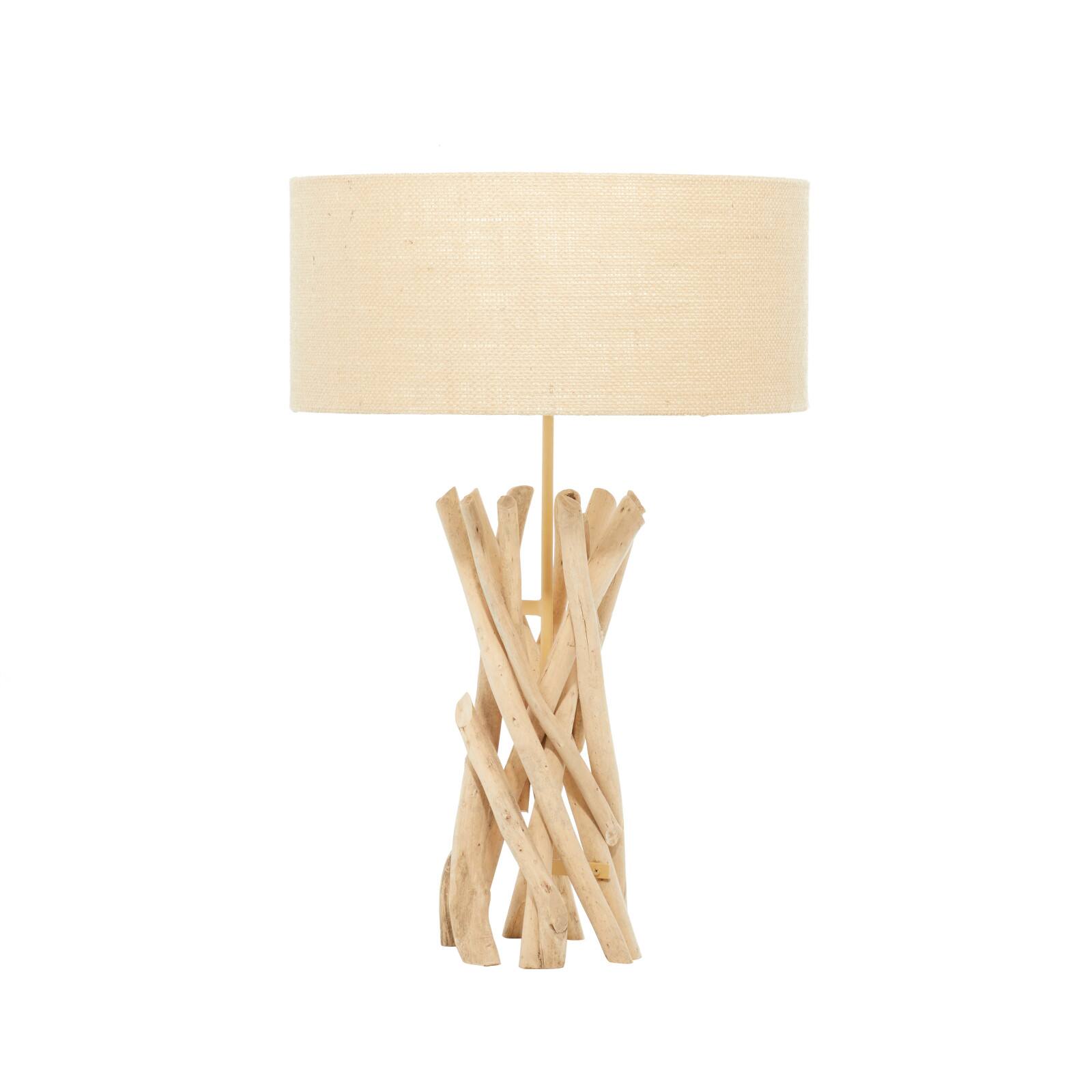 24&#x22; Natural Beige Wood Rustic Table Lamp