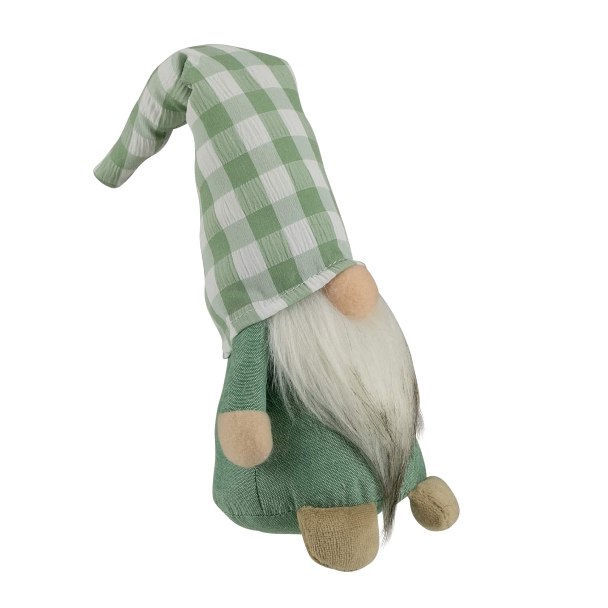 12&#x22; Spring Gnome with Green Plaid Hat