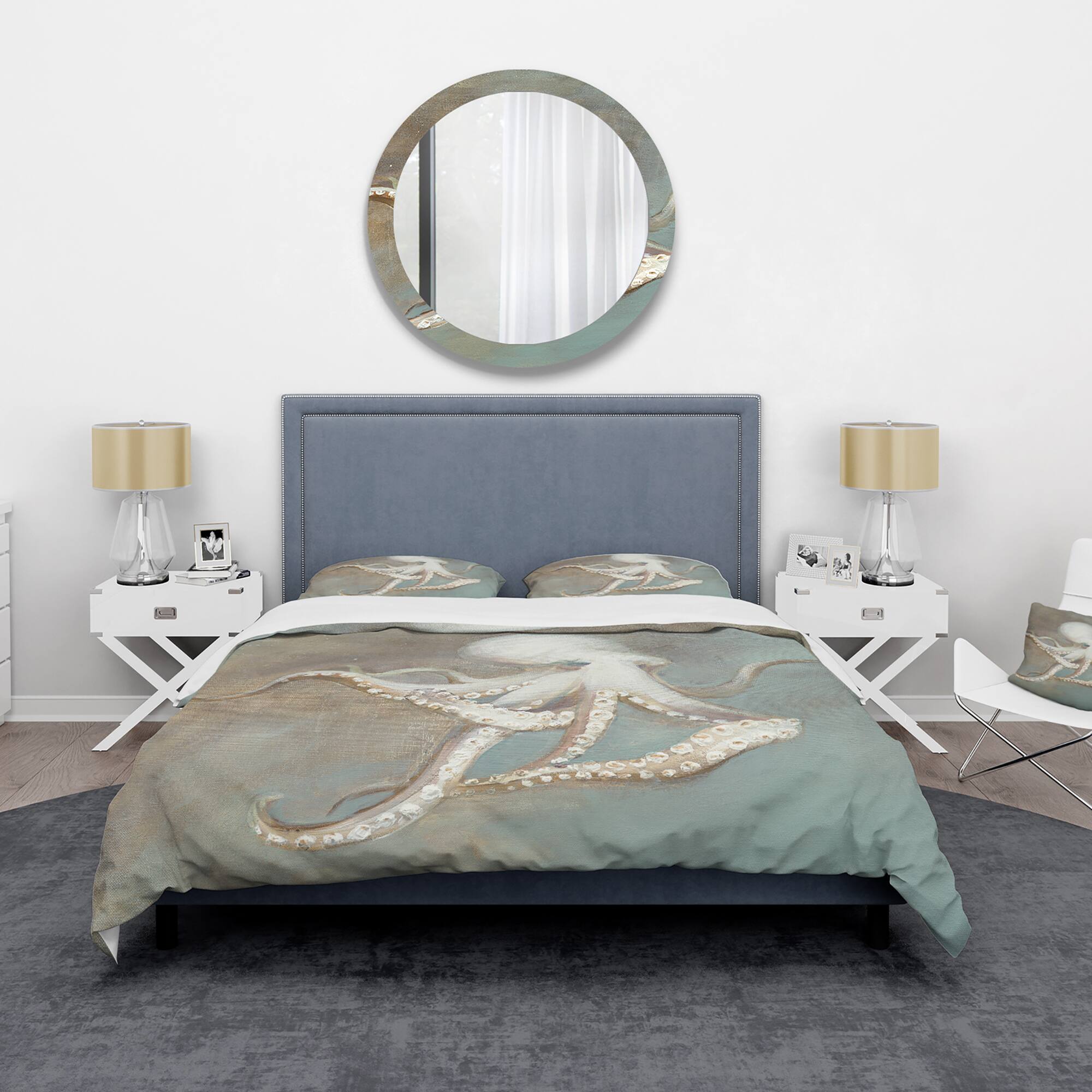 Designart &#x27;Octopus Treasures from the Sea&#x27; Coastal Bedding Set - Duvet Cover &#x26; Shams