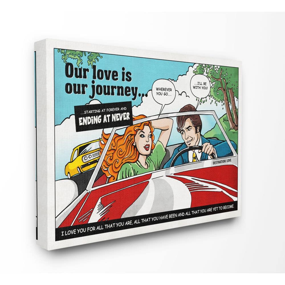 Stupell Industries Love Journey Comic Style Canvas Wall Art