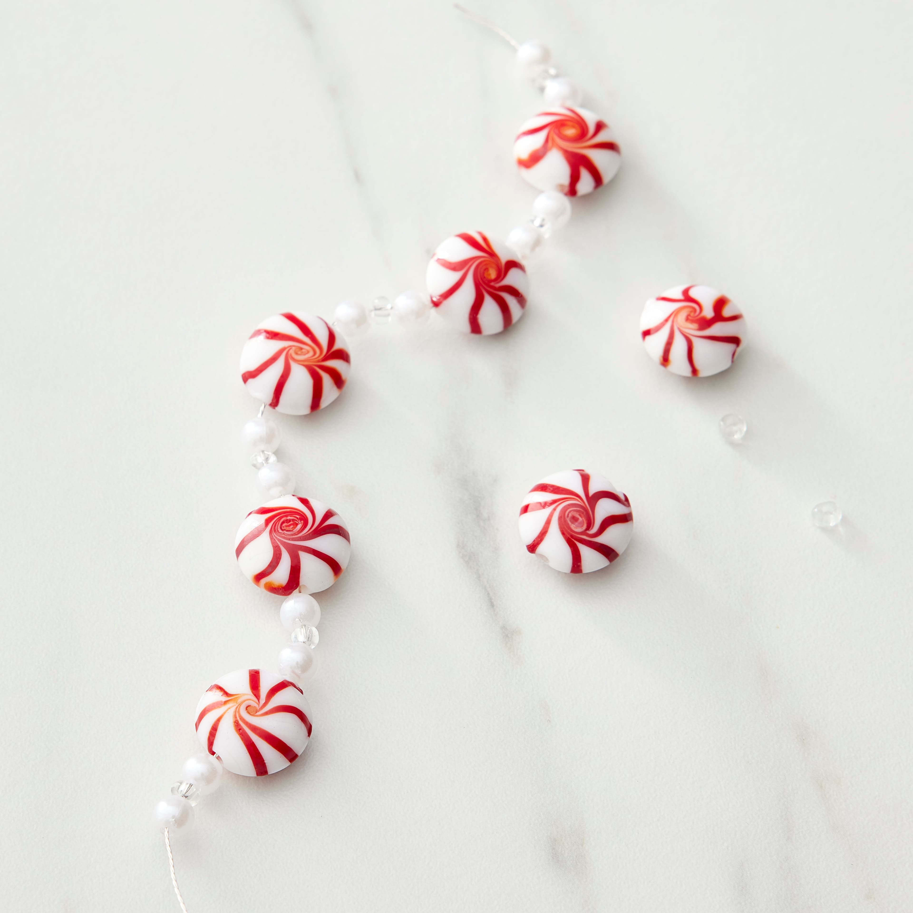 Candy Cane Glass Beads, 16mm by Bead Landing&#x2122;