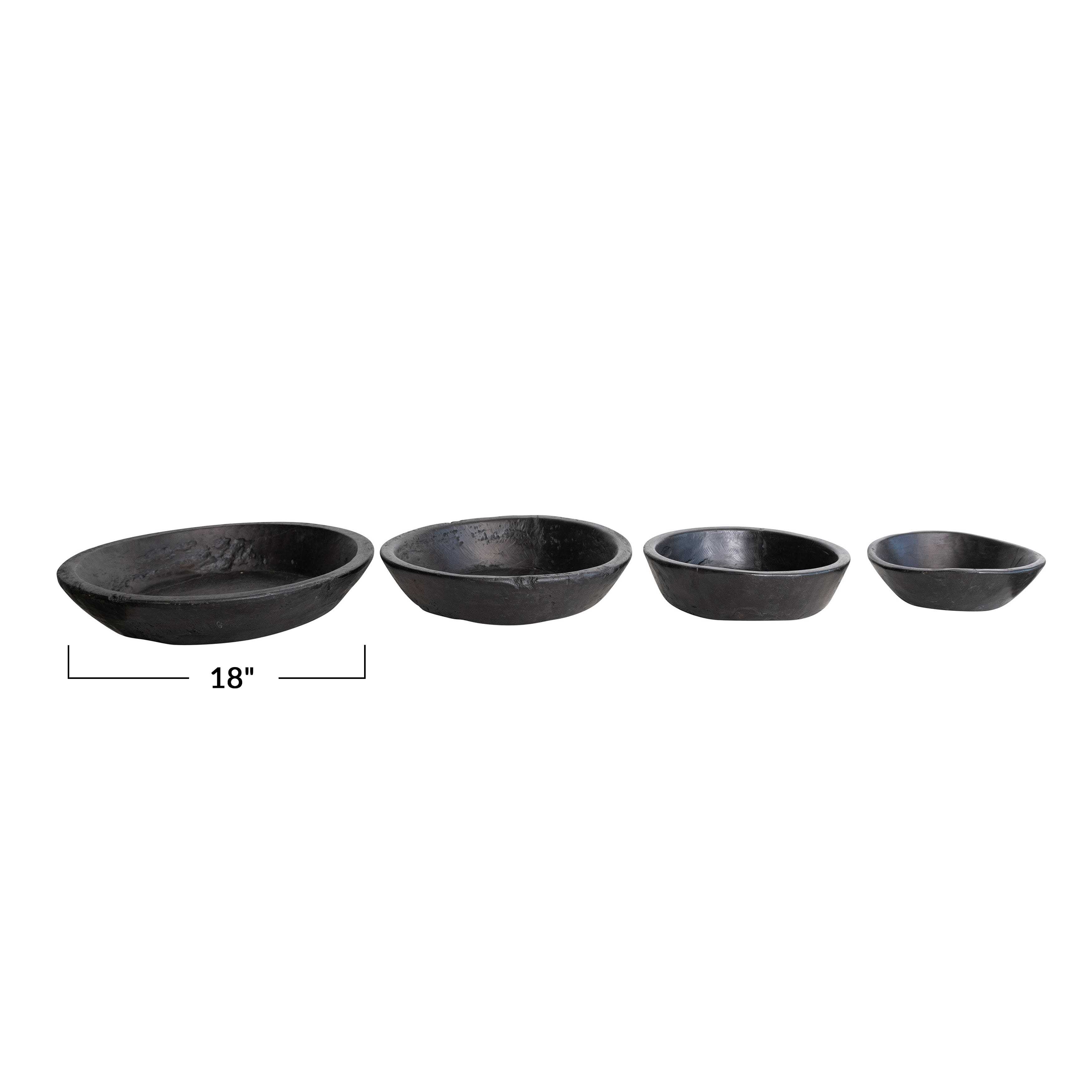 Black Decorative Reclaimed Wood Nesting Bowls, 4ct.