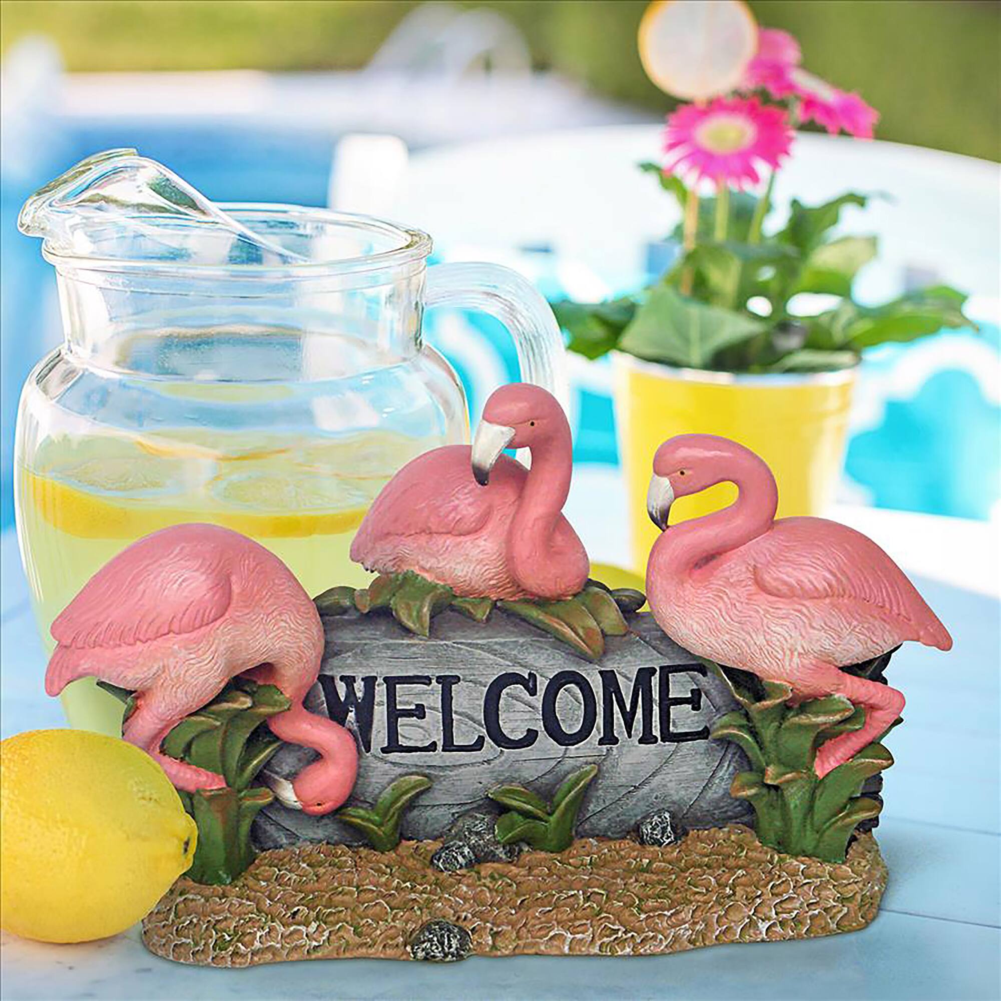 Design Toscano 14.5" Pink Flamingo Welcome Statue