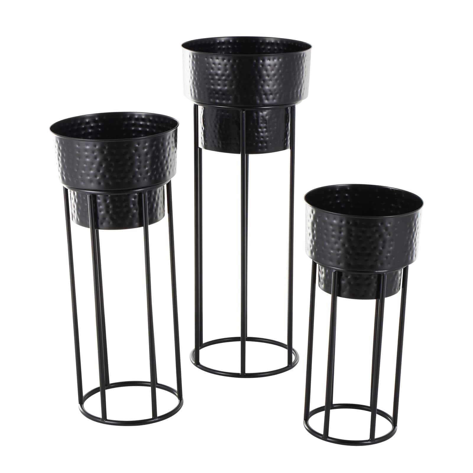 Black Metal Nesting Planter & Stands Set