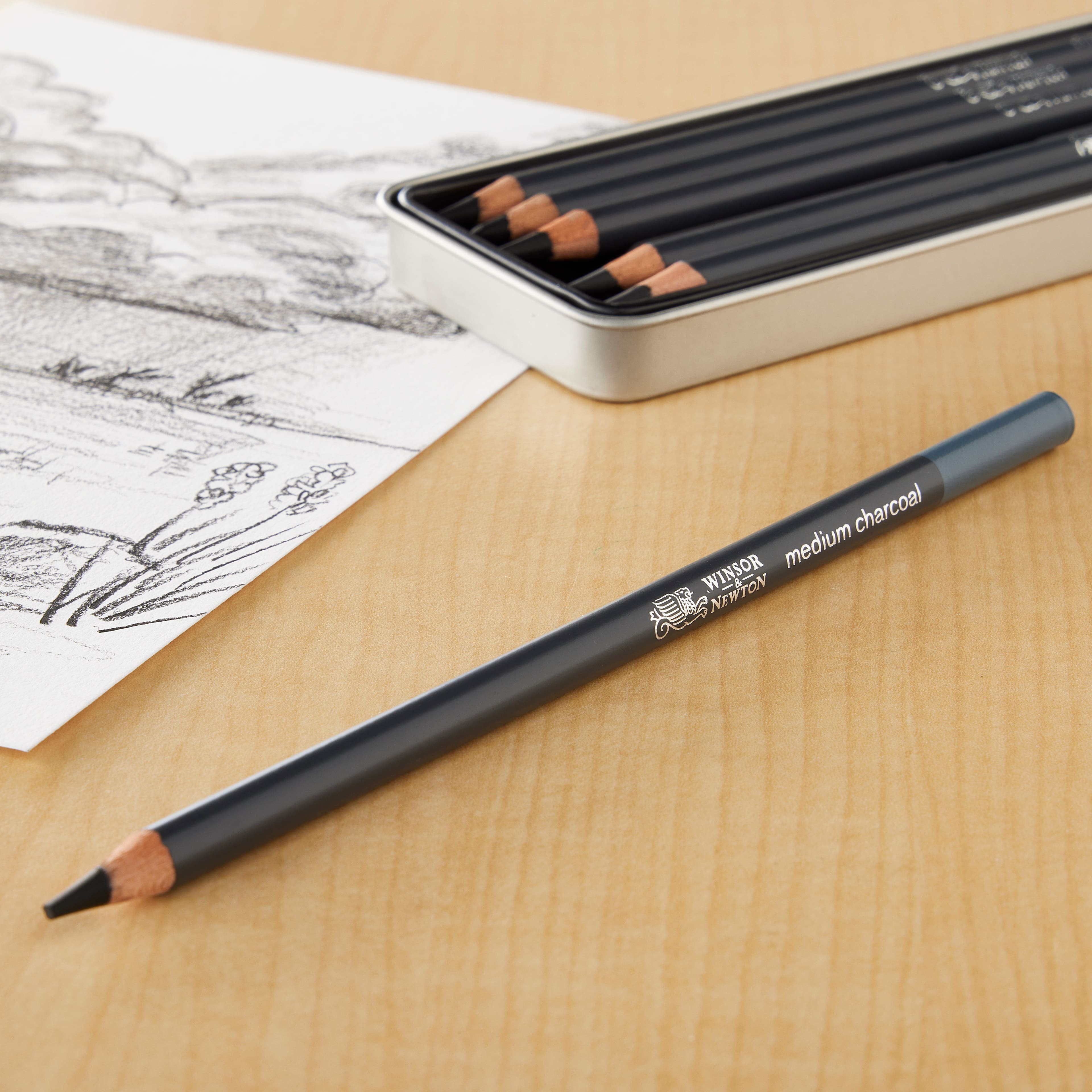 Winsor & Newton™ Studio Collection™ Charcoal Pencil 6 Piece Tin Set