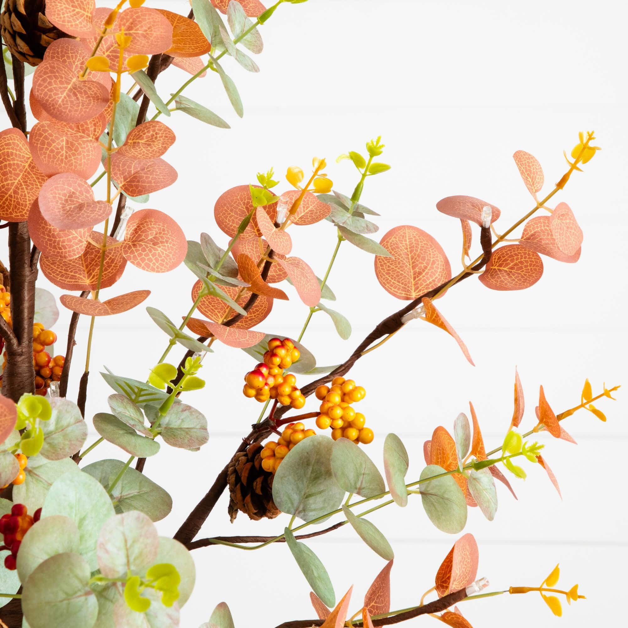 3ft. Pre-Lit Autumn Eucalyptus Artificial Fall Tree with Pinecones, Berries and 36 Warm White LED Lights